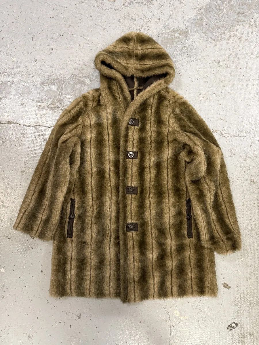 Balmain Balmain Beige Faux Fur & Brown Leather Reversible Hooded Coat Size US L / EU 52-54 / 3 - 1 Thumbnail