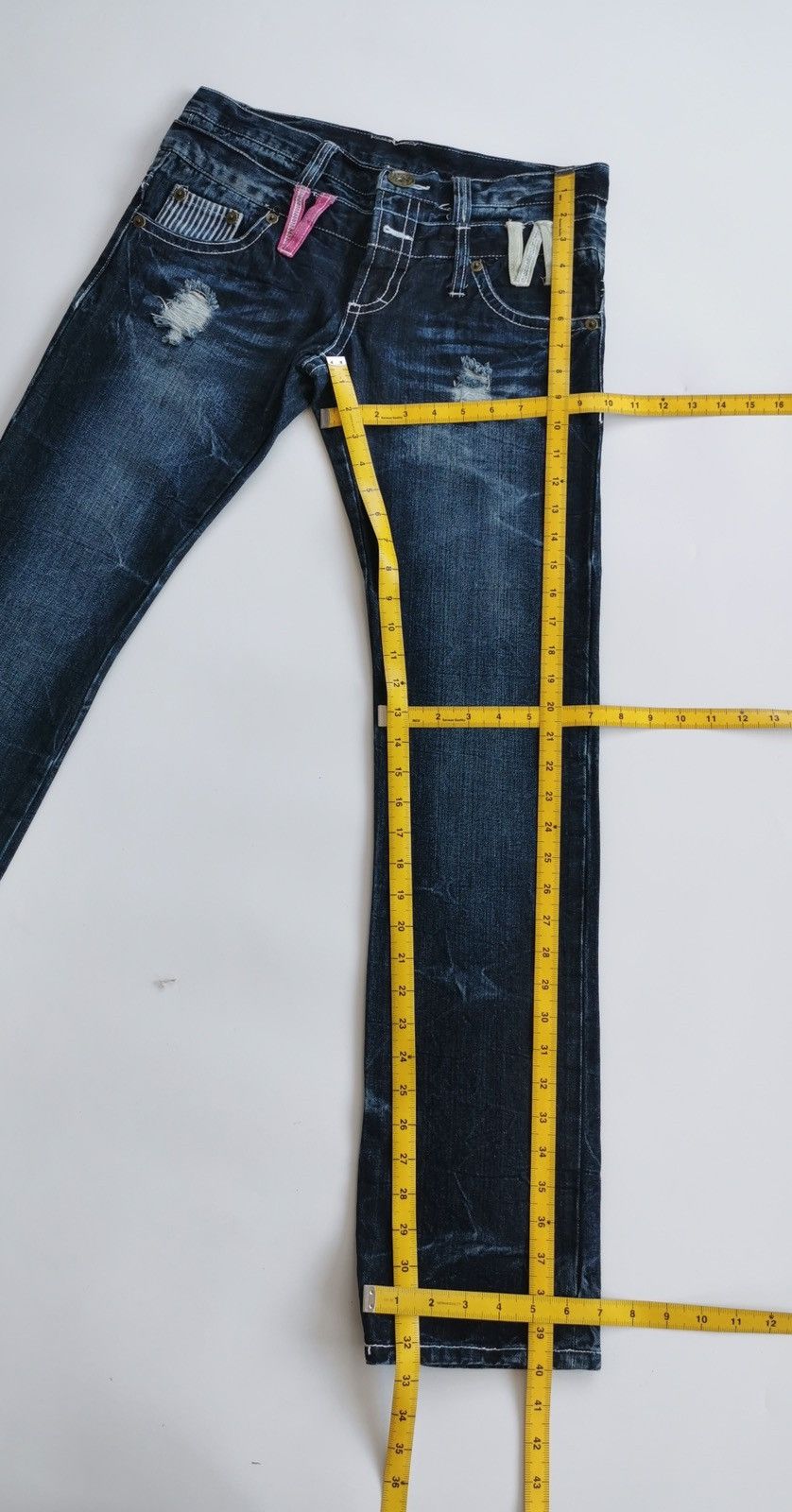 Japanese Brand Love Peace Double Waist Denim Jeans Size 30" / US 8 / IT 44 - 10 Thumbnail