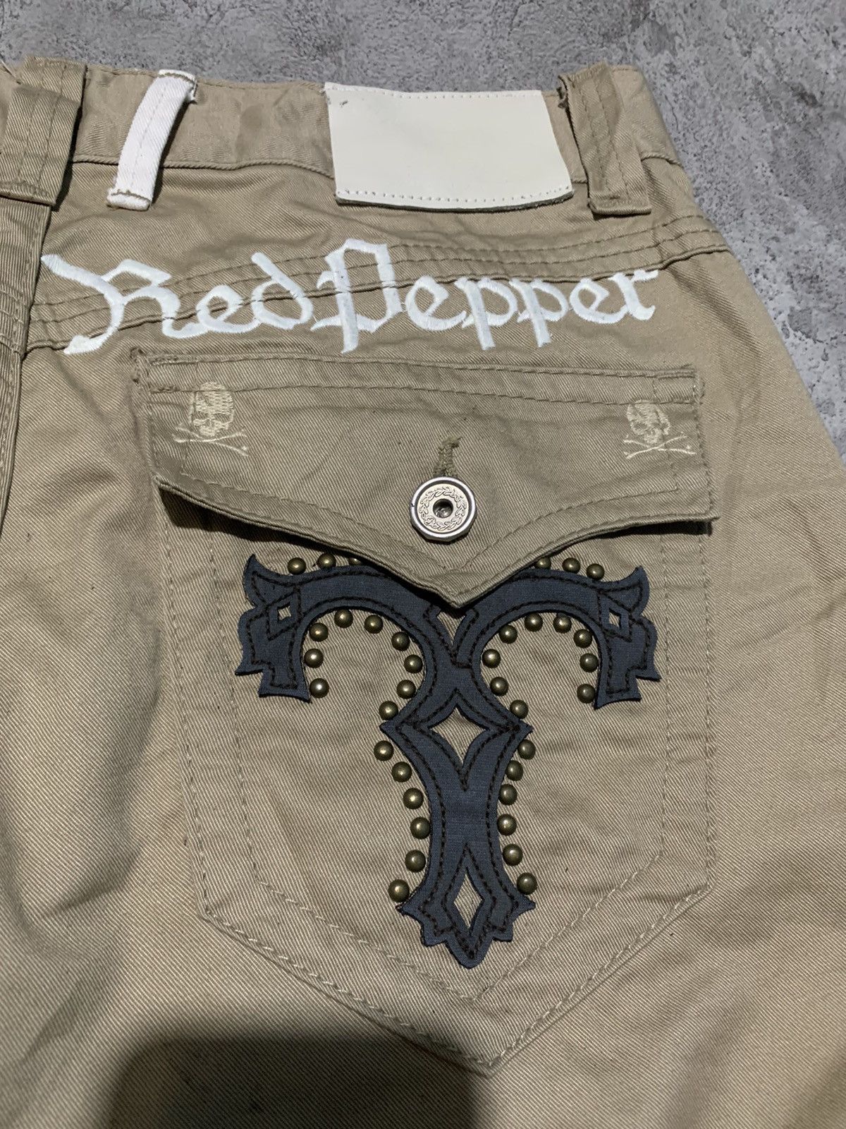 14th Addiction Y2k Red Pepper special edition stud cross skull pants Size US 34 / EU 50 - 5 Thumbnail