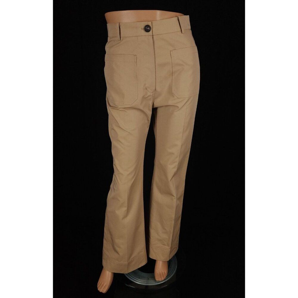 SSENSE DRAE Cotton Patch Pocket Flared Trousers Size M Womens Beige Size 30" / US 8 / IT 44 - 2 Thumbnail