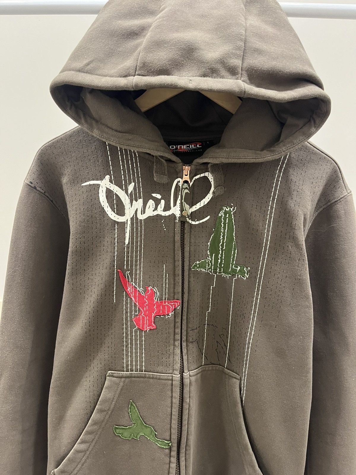 O'Neill Oniel surfwear y2kmocha brown zip up hoodie faded hype Size US L / EU 52-54 / 3 - 2 Thumbnail