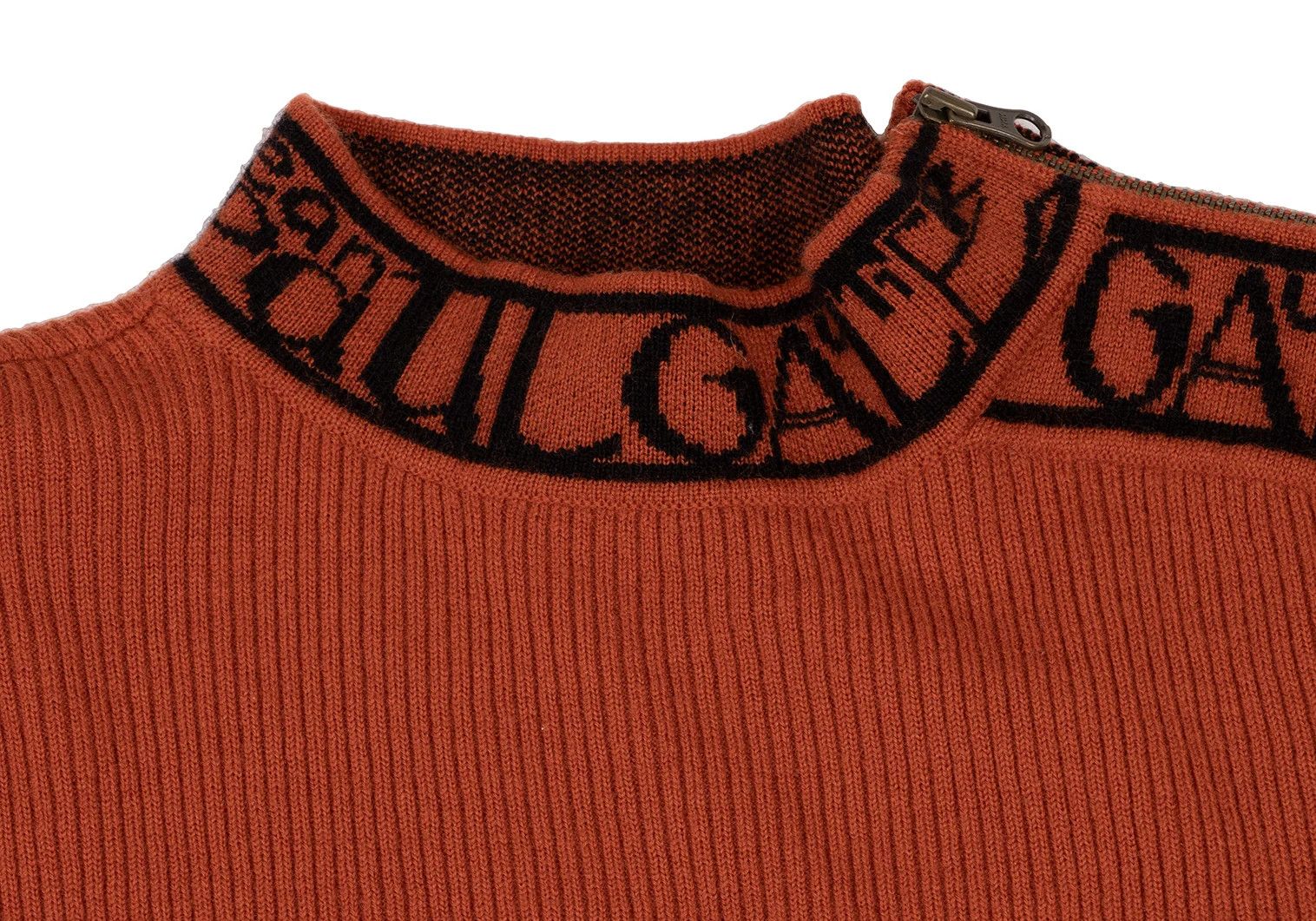 Jean Paul Gaultier Ribbed Knit Sweater with Logo Piping in Orange and Black Size US M / EU 48-50 / 2 - 3 Thumbnail