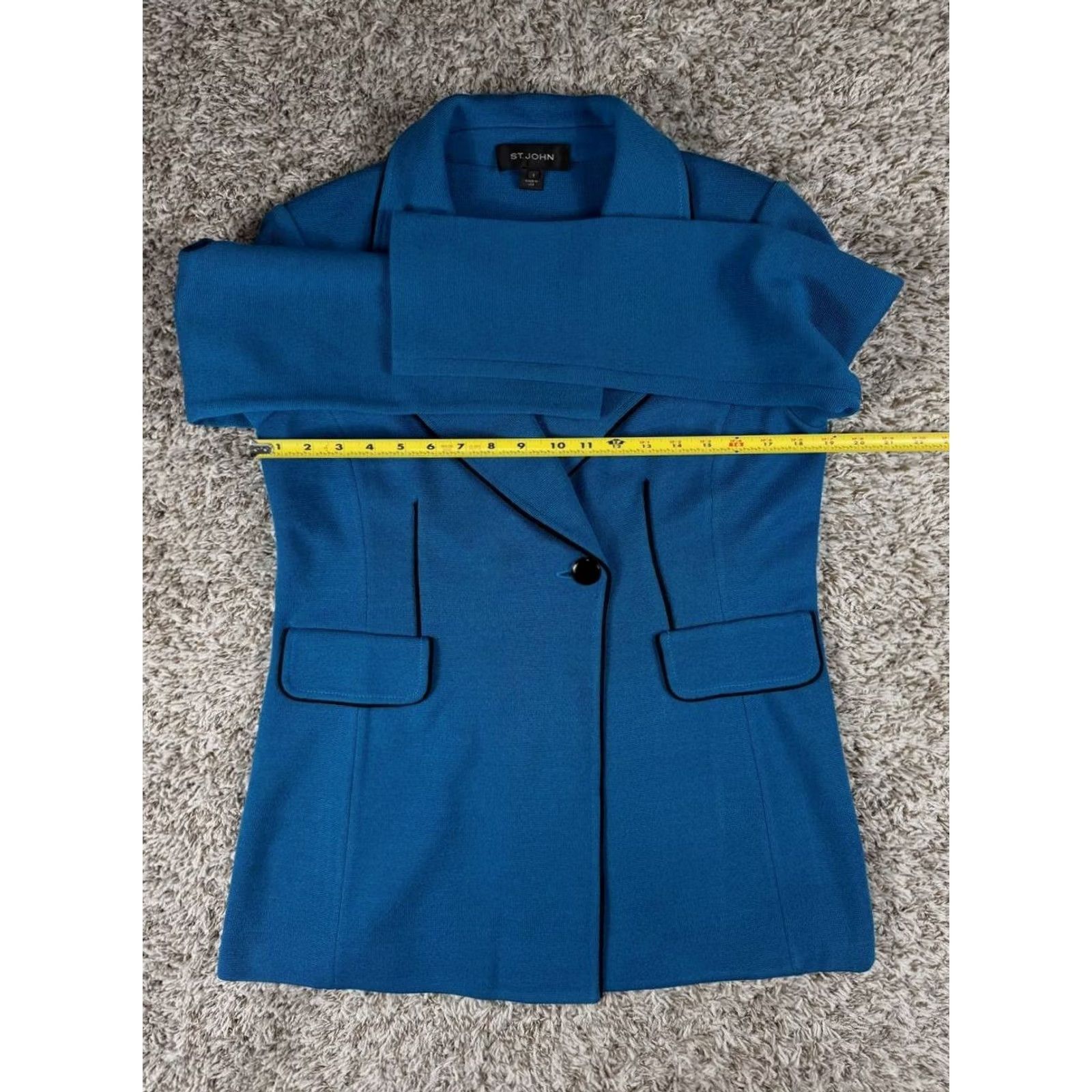 St. John St. John Santana Knit Blazer Jacket Blue Black Trim Size 6 USA Womens Size M / US 6-8 / IT 42-44 - 5 Thumbnail