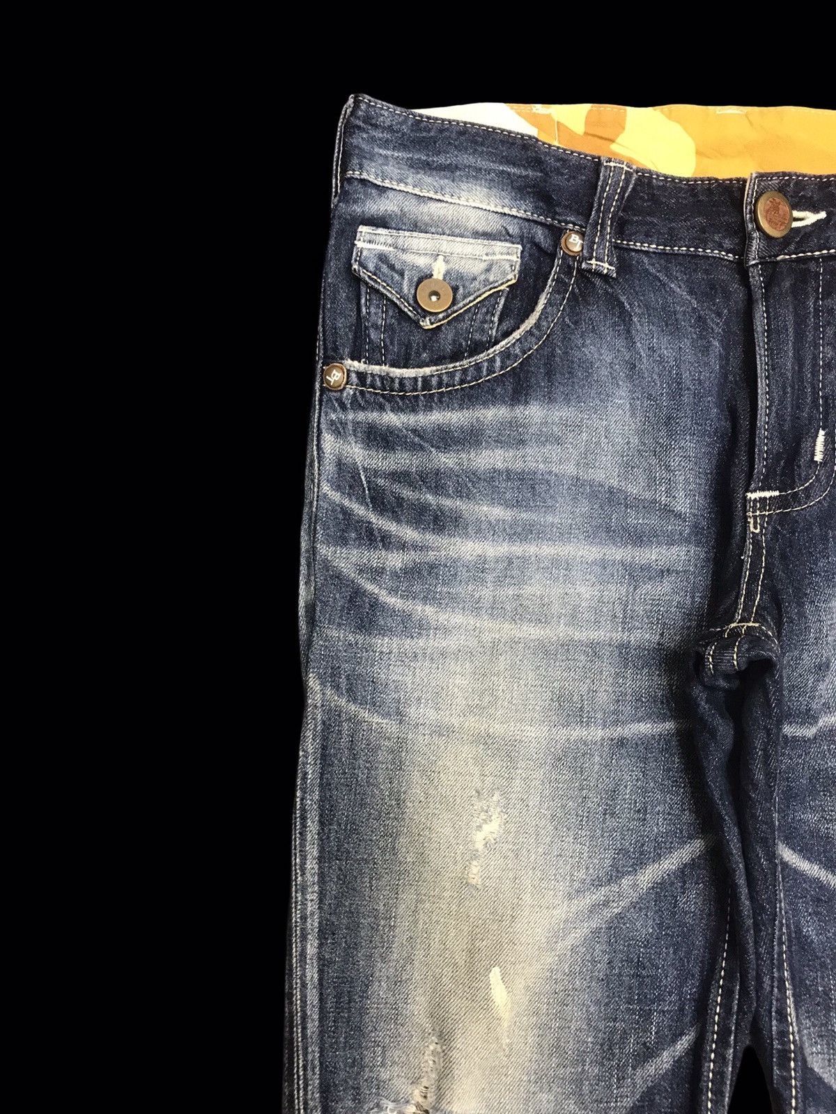 Edwin 💥BOOTCUT💥ARCHIVAL EDWIN STONE WASH DISTRESSED DENIM F112 Size US 35 - 4 Thumbnail