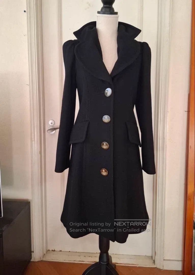 Vivienne Westwood Heart Collar Woolen Black Overcoat
