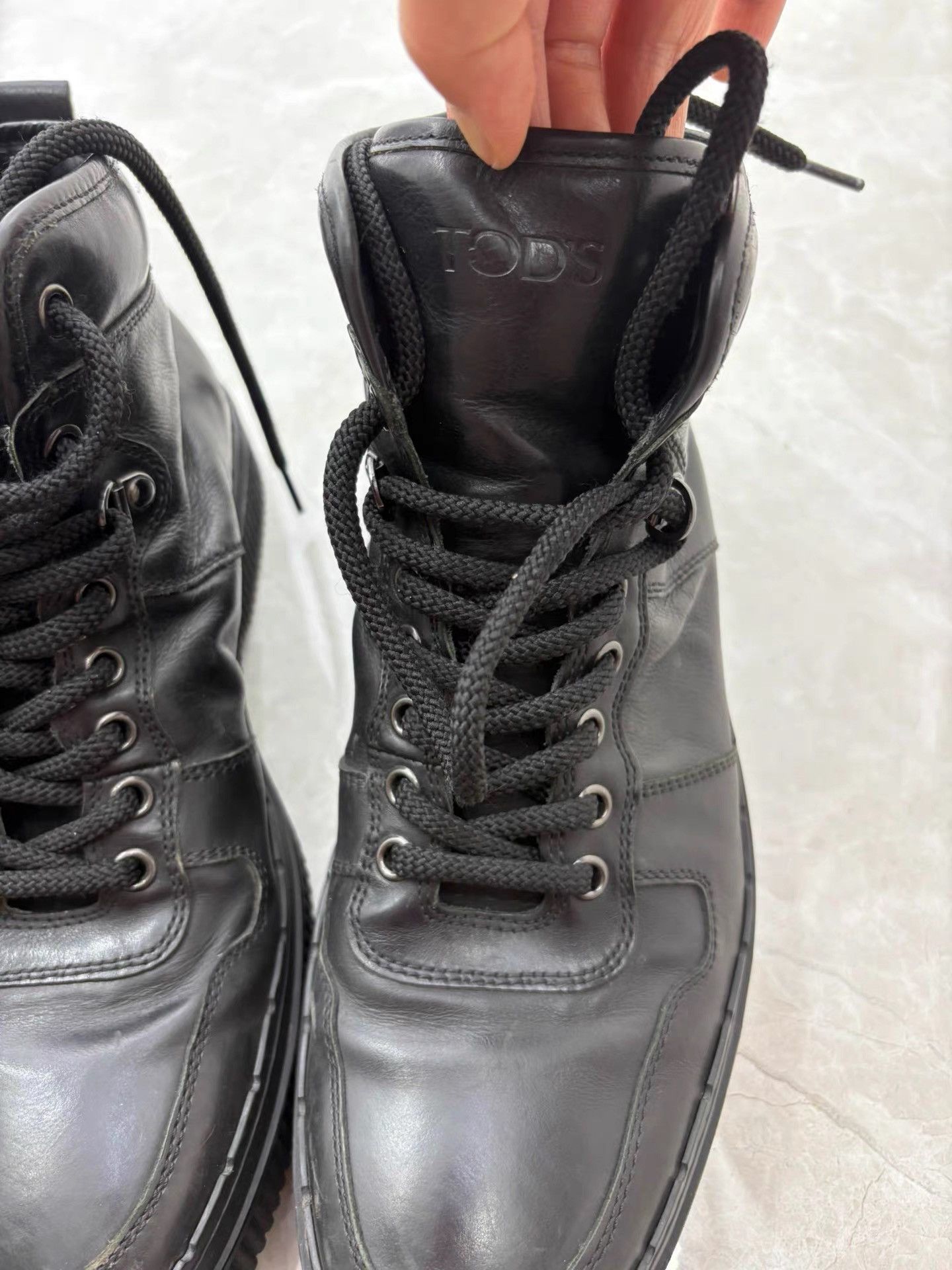 Tod's Tod's Men's Black Leather High-Top Sneakers K29 Size US 6.5 / EU 39-40 - 2 Thumbnail