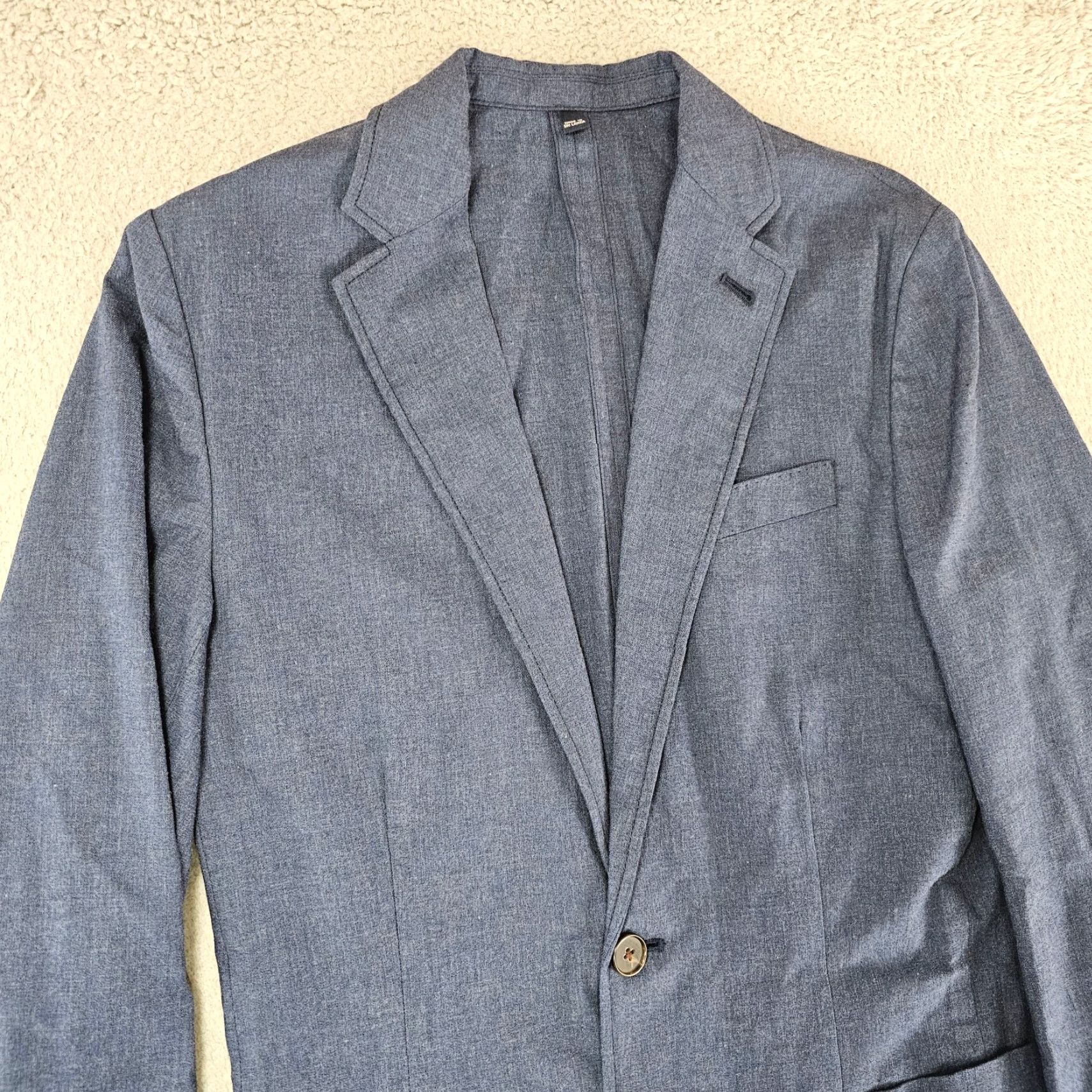 J.Crew J. CREW THOMPSON Blazer Mens 34 Blue Cotton Two Button Sport Coat Unconstructed Size 34R - 2 Thumbnail