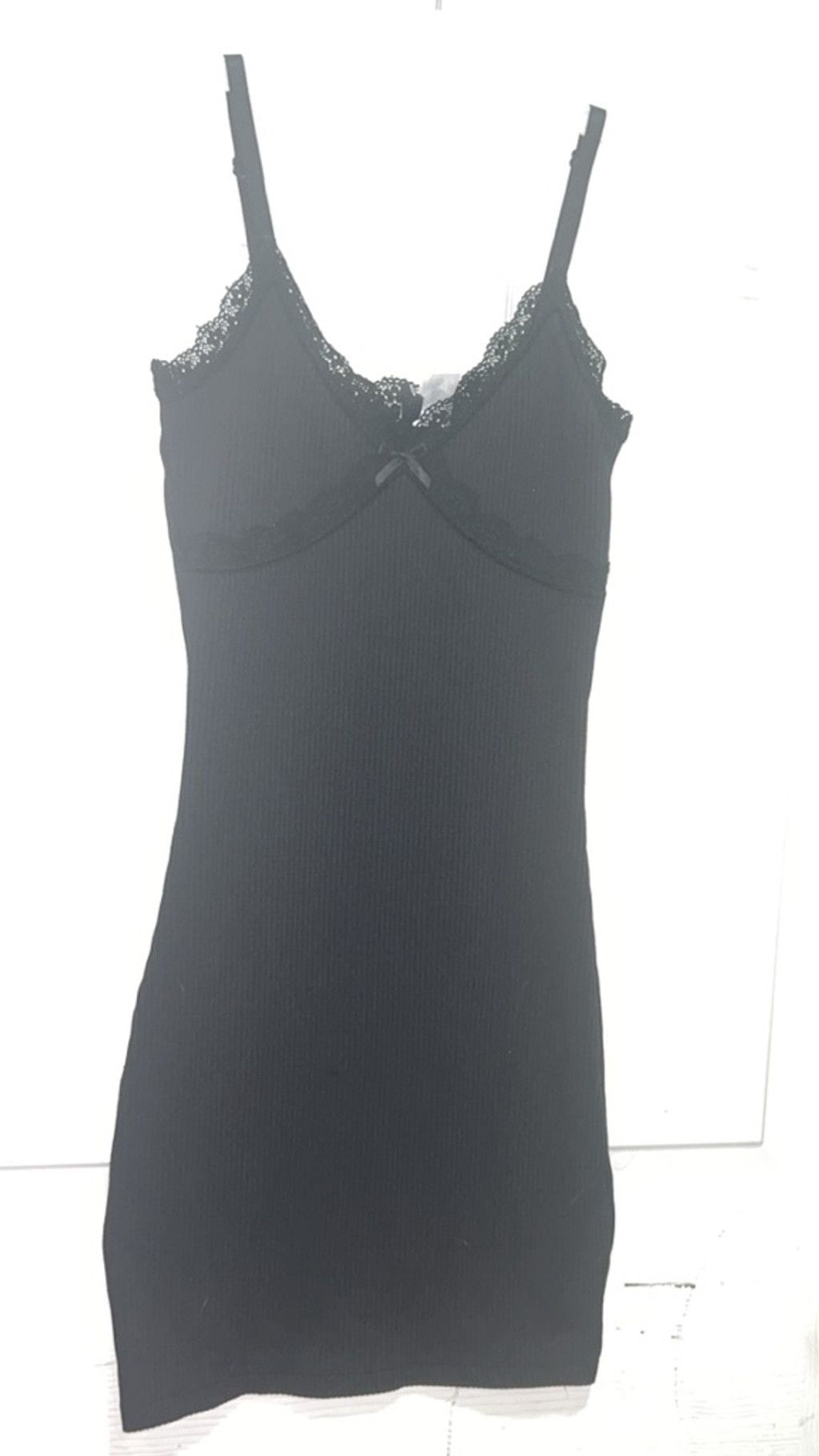 Divided Women's Divided Black Ribbed Lace Trim Chemise XXS Size ONE SIZE - 1 Thumbnail