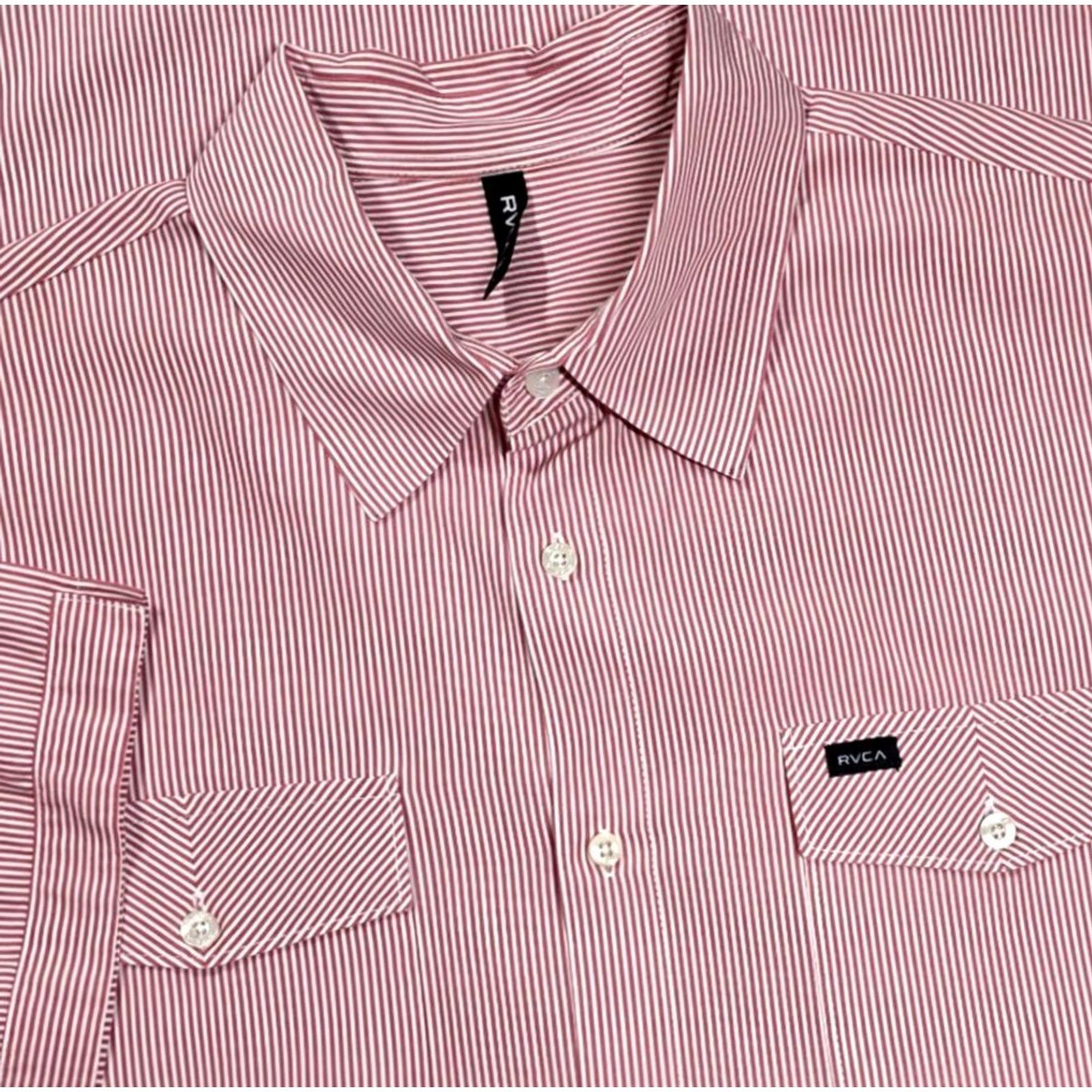 RVCA RVCA Button-Up Shirt Men L Pink White Short Sleeve Striped Poplin Casual Size US L / EU 52-54 / 3 - 2 Thumbnail
