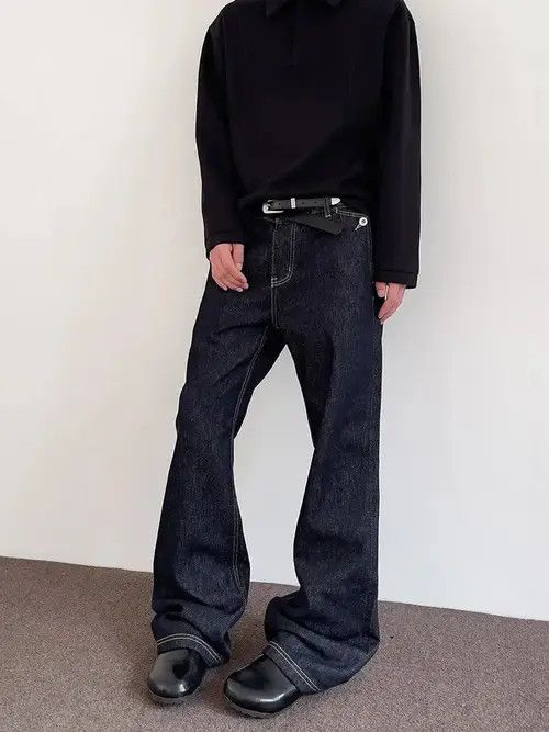 Jean Blue Wide Leg Flare Jeans Size US 32 / EU 48 - 1 Thumbnail