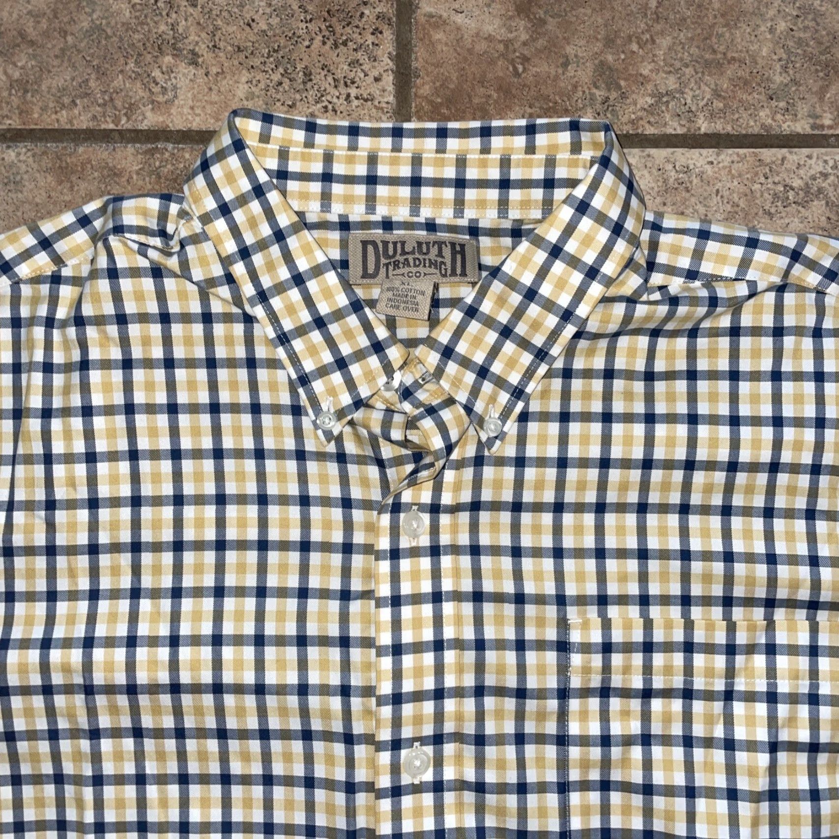 CO VINTAGE Duluth Trading Co yellow plaid shirt Mens XL Short Sleeve Button-Up Men's Clothing Size US XL / EU 56 / 4 - 2 Thumbnail