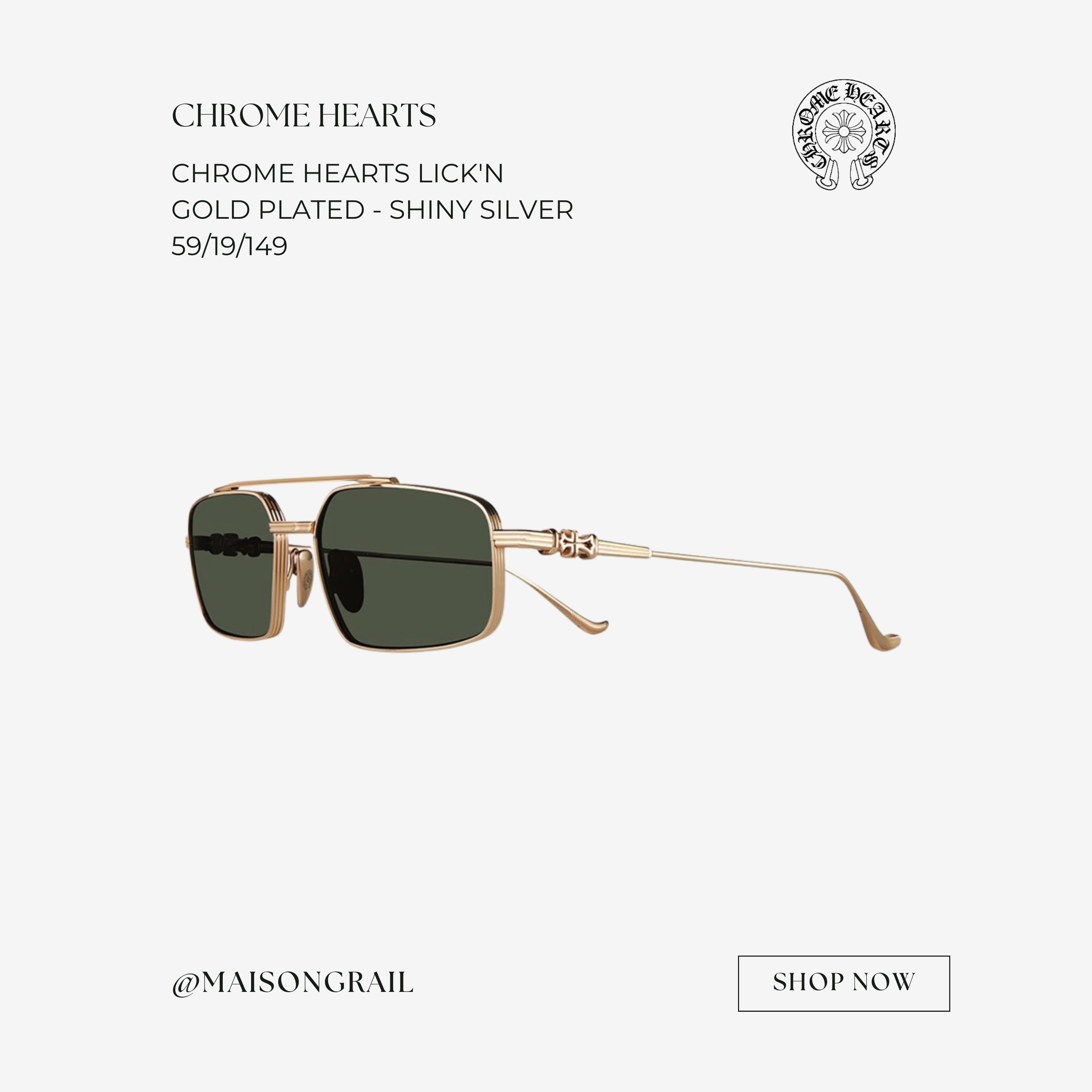 Chrome Hearts CHROME HEARTS LICK'N GOLD PLATED - SHINY SILVER SUNGLASSES Size ONE SIZE - 1 Thumbnail
