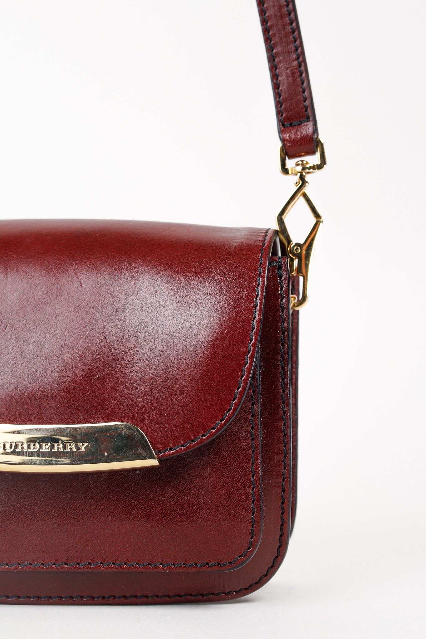 Burberry Burberry Burgundy Crossbody Mini Satchel Leather Bag Size ONE SIZE - 8 Thumbnail