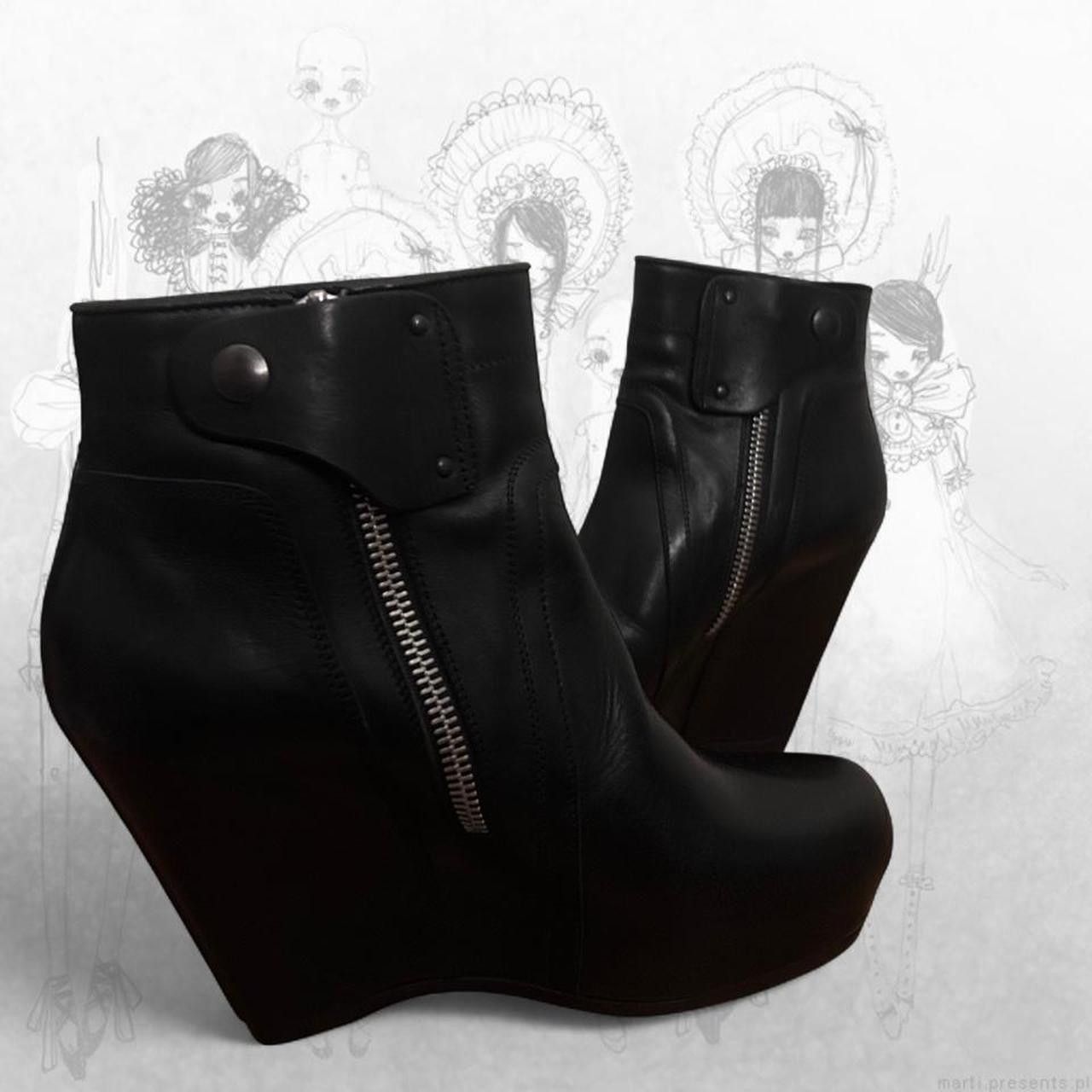 Rick Owens Rick Owens black leather wedge boots Size US 10.5 / IT 40.5 - 4 Thumbnail