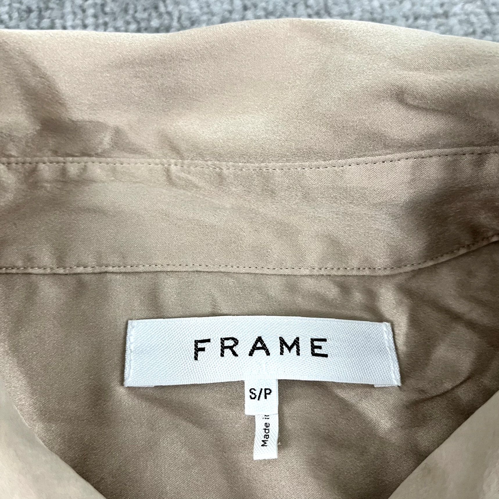 Frame VINTAGE FRAME Shirt Womens Small 100% Silk Button-Up Brown Regular L/S Pockets 90s? Size S / US 4 / IT 40 - 3 Thumbnail