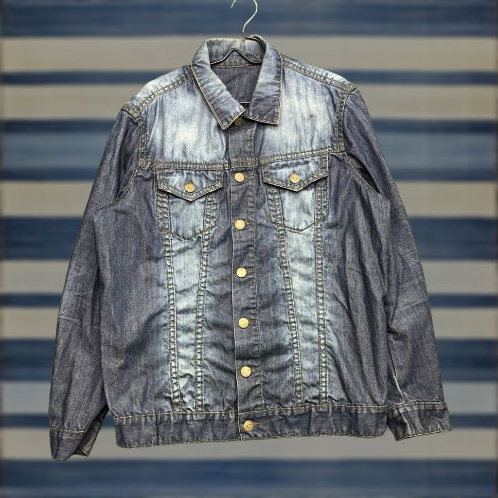 Denime VINTAGE Robins Jean Jacket Mens XL Blue Trucker Denim Embroidered Wings USA Made Wing Collar Biker Jacket Size US 36 / EU 52 - 1 Thumbnail
