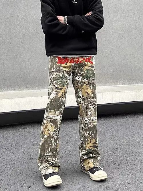 Japanese Brand × Jean High street leaf graffiti camouflage embroidered jeans Size US 32 / EU 48 - 1 Thumbnail