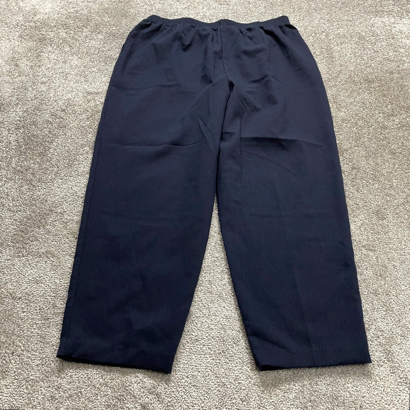 Essentials VINTAGE Modern Essentials Pants Women 22W Blue Rayon Tapered Elastic Waist 36x27 Casual Protein? Size 40" / US 18 - 2 Thumbnail