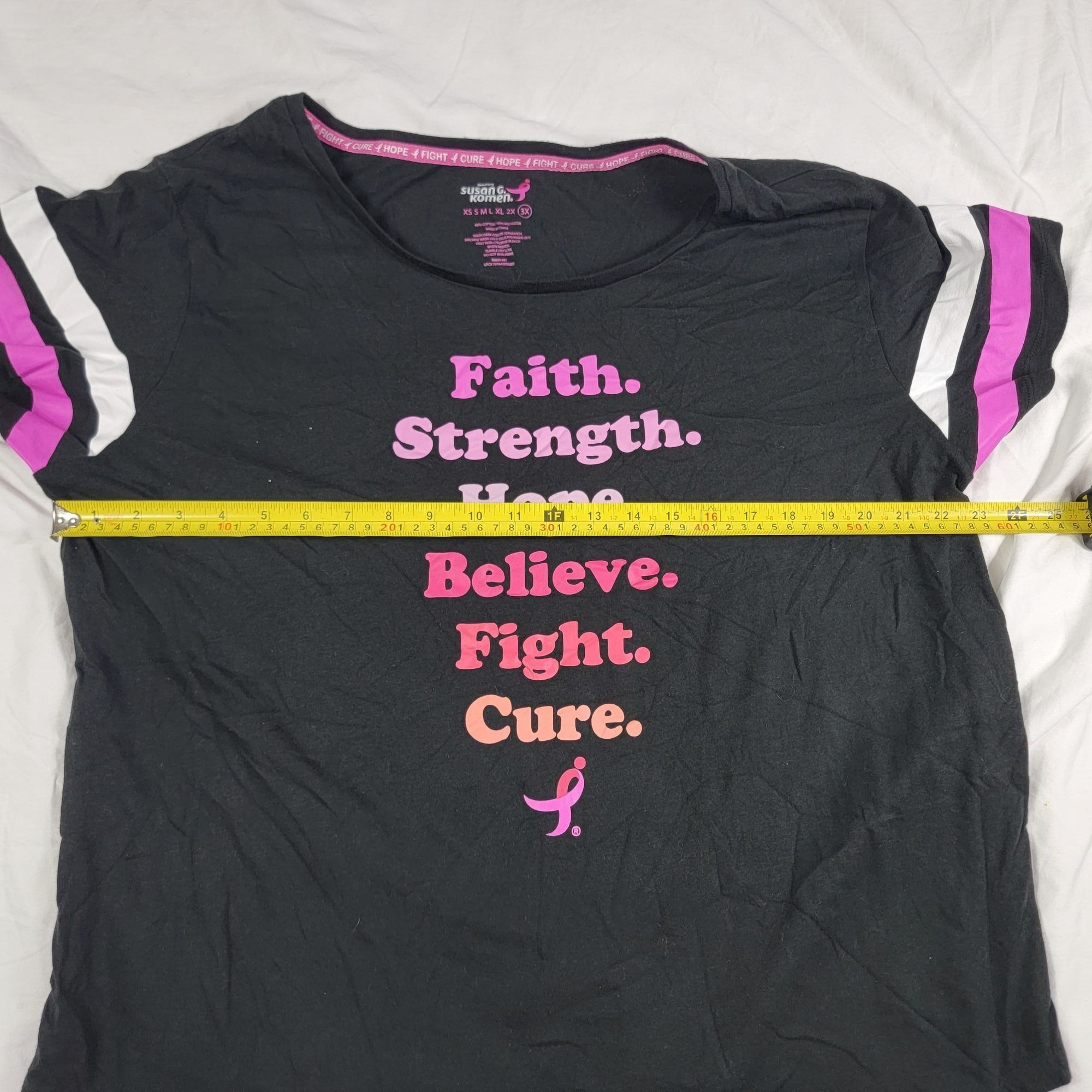 Other Susan G Komen Womens 3X Black Graphic Tee Shirt Faith Streng Size 3XL / US 20-22 - 5 Thumbnail