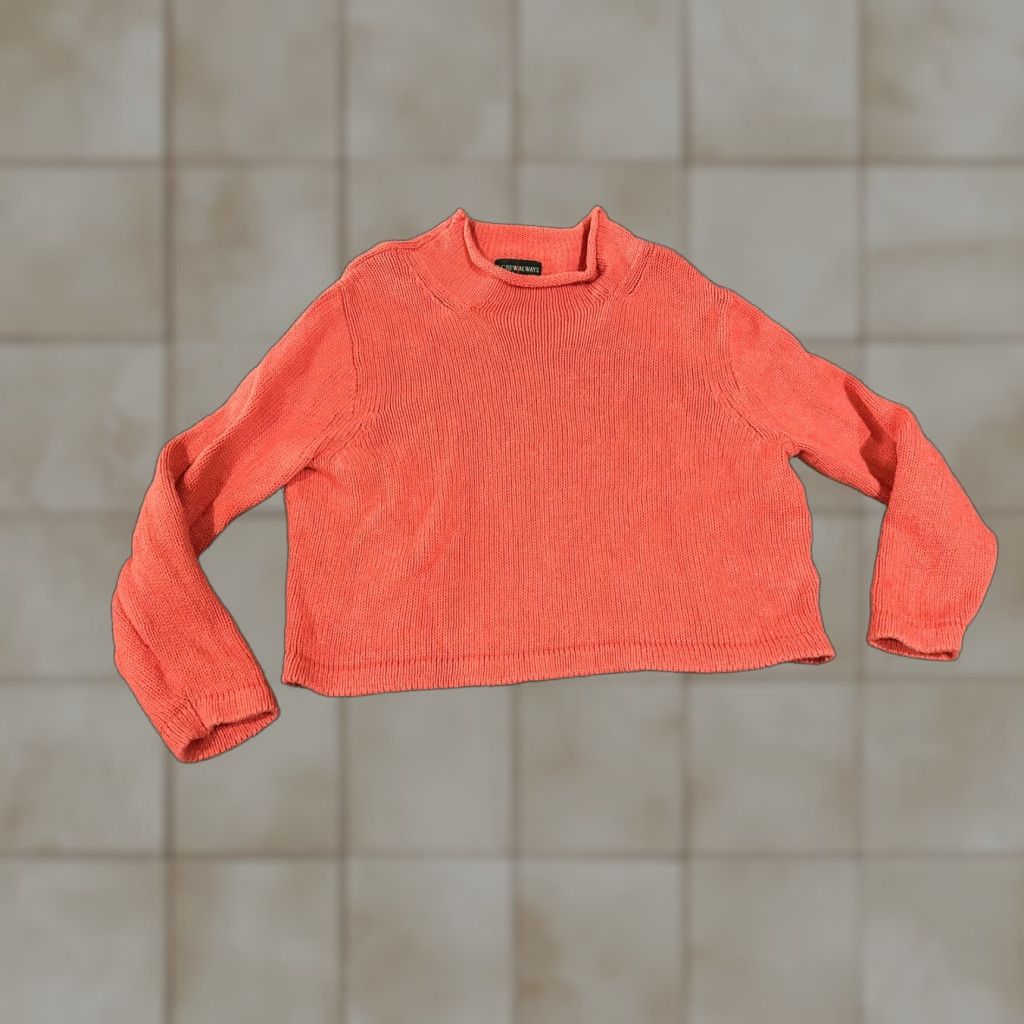 J.Crew J.Crew Oarsman Sweater Womens XL Orange Mock Neck Knit Cropped Pullover Cotton Sweatshirt? Size XL / US 12-14 / IT 48-50 - 1 Thumbnail