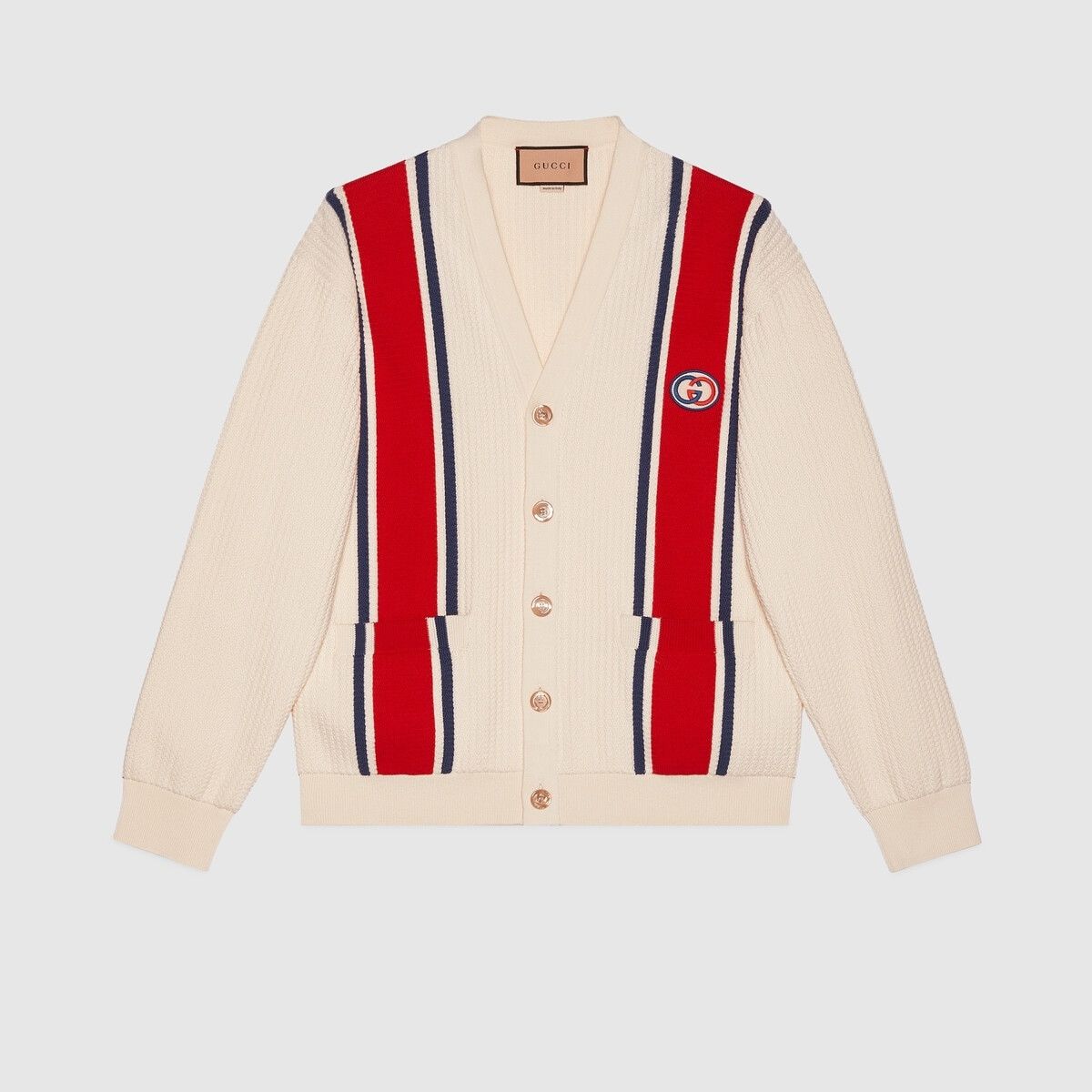 Gucci o1s1wg110925 Knit Cotton Cardigan With Patch in Multicolor Size US L / EU 52-54 / 3 - 1 Thumbnail