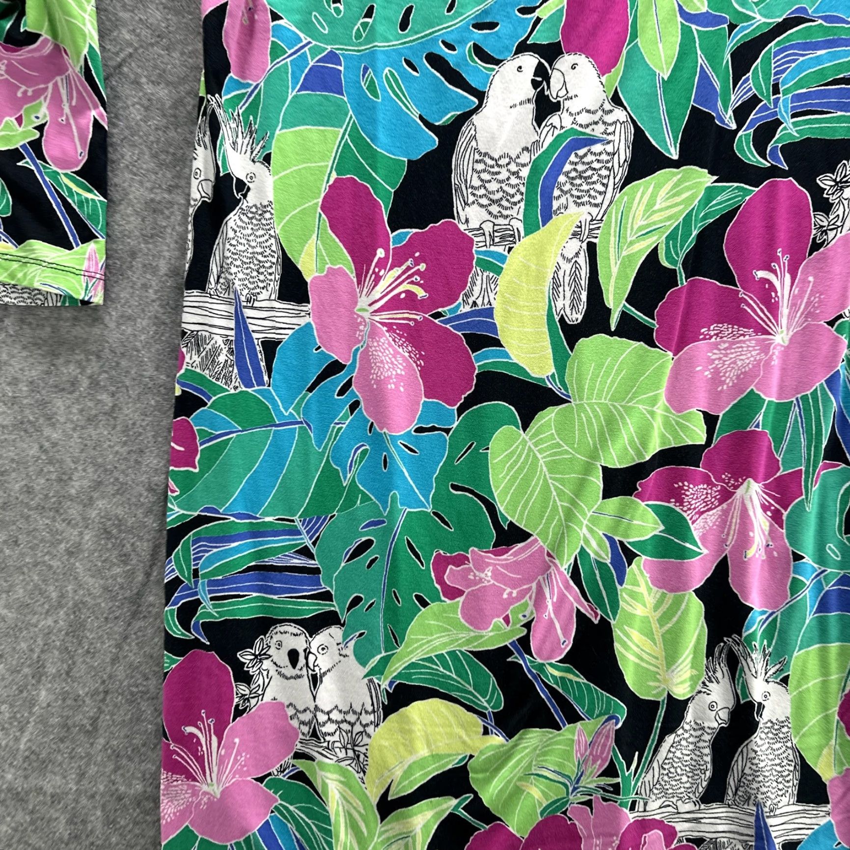 Tori Richard Tori Richard Dress Womens Large Black Tropical Parrot Floral 3/4 Sleeve Size L / US 10 / IT 46 - 5 Thumbnail