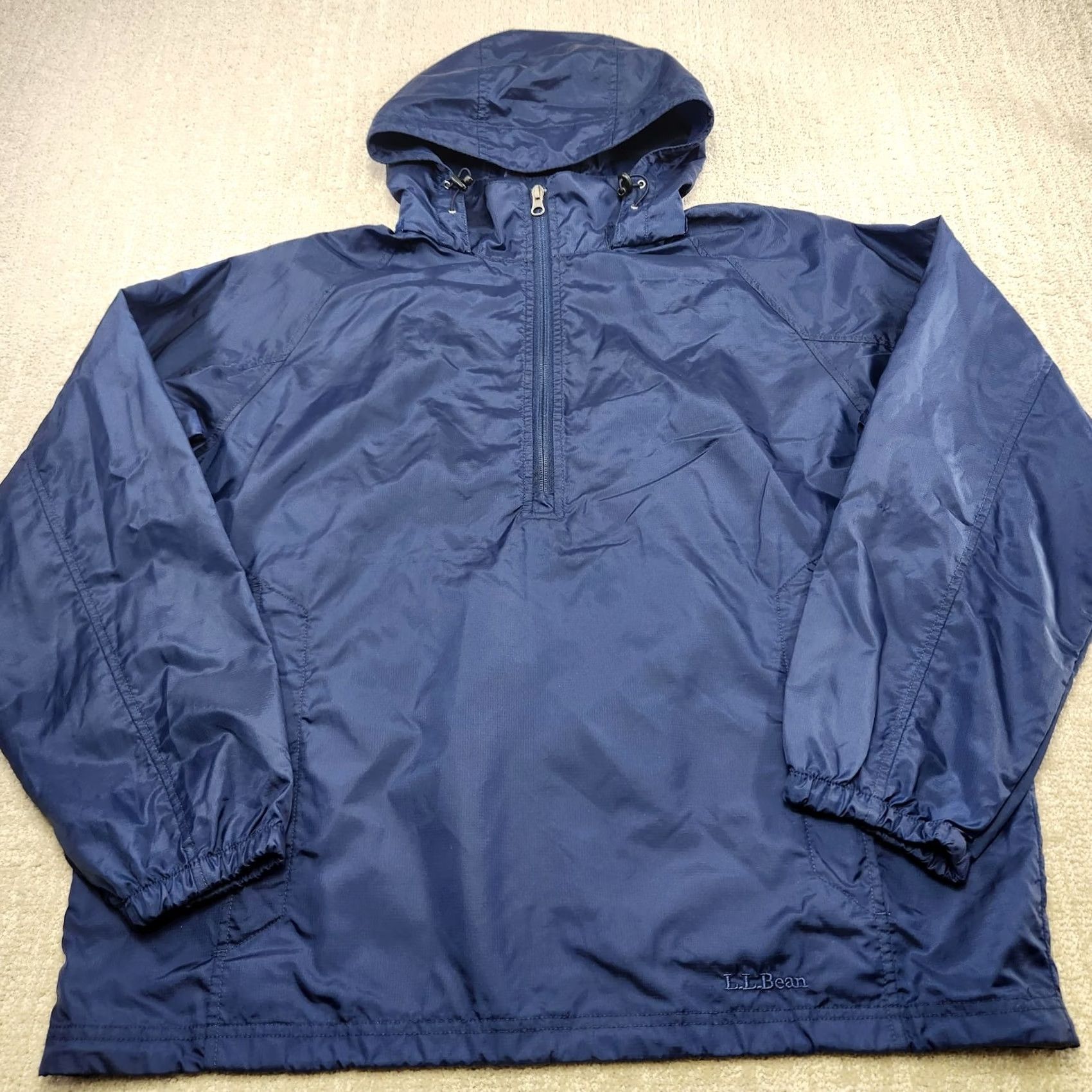 Vintage ll bean Jacket Windbreaker Mens Medium Ripstop Nylon Blue Pullover 1/4 Zip Size M / US 6-8 / IT 42-44 - 2 Thumbnail