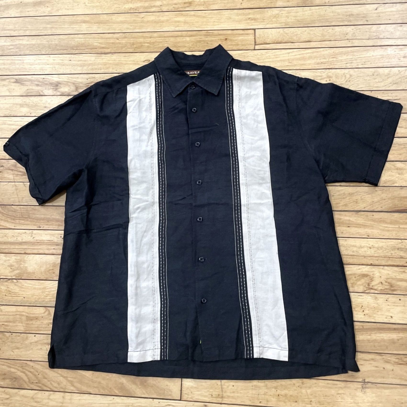 Cubavera VINTAGE Cubavera Ramie Rayon Shirt Men XL Guayabera Cubano Vtg 90s Vertical Stripe Black Size US XL / EU 56 / 4 - 3 Thumbnail