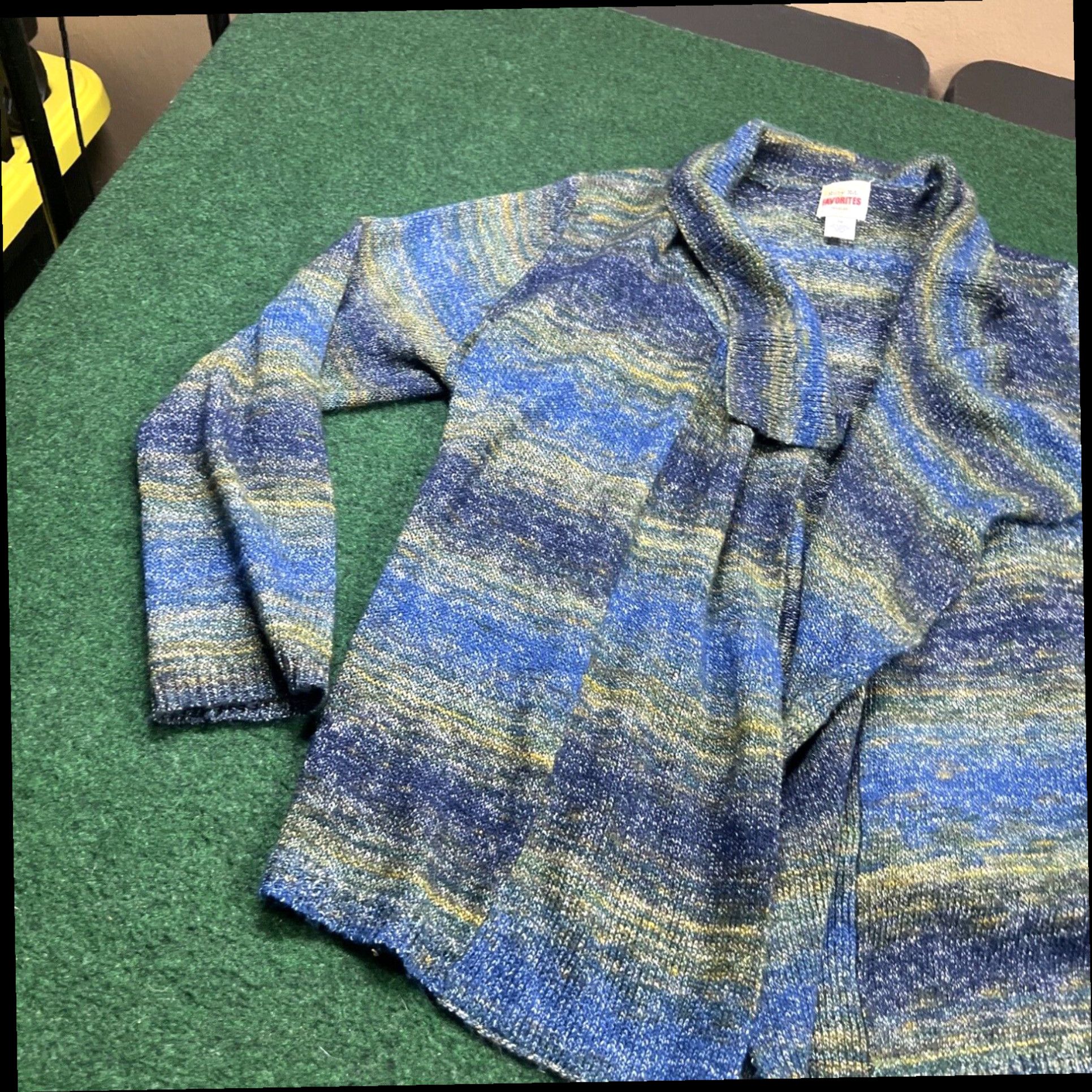 Vintage Ruby Rd Blue Green Striped Open Front Cardigan Sweater Womens Size 1X Size XL / US 12-14 / IT 48-50 - 2 Thumbnail
