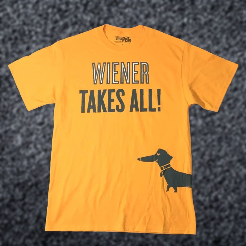 Alife Secret Life Of Pets Shirt Mens Medium Gold Wiener Takes All Graphic Tee Size US M / EU 48-50 / 2 - 1 Thumbnail