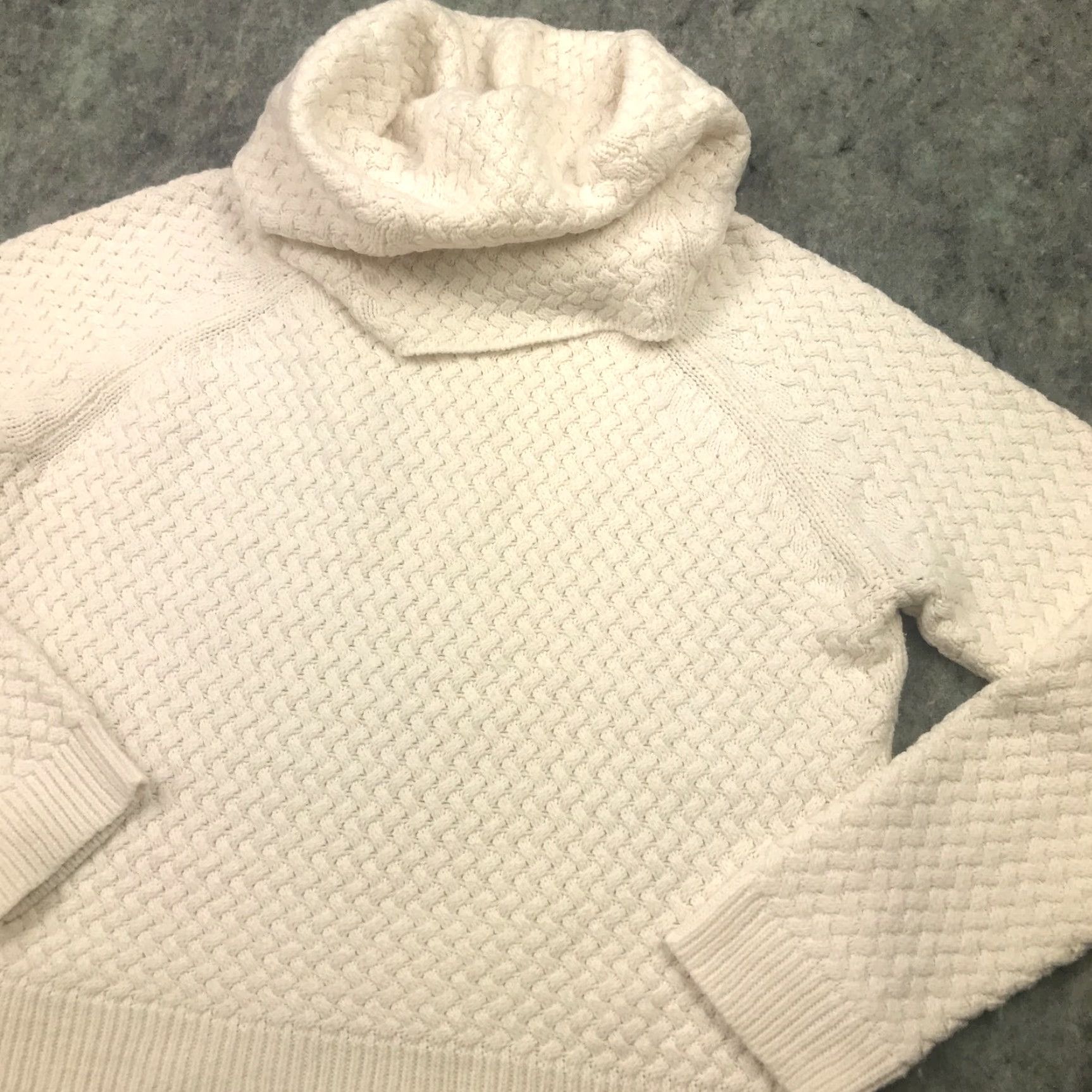 Vintage New York & Company Sweater Shirt Large White Basket Weave Knit Cowl Neck Pullover Womens Fall Winter Spring Size L / US 10 / IT 46 - 5 Thumbnail