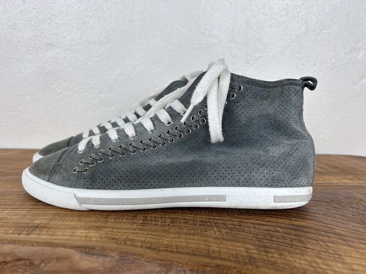 Prada Prada Sport Grey Suede Leather Eyelet Detail High Top 39 Size US 9 / IT 39 - 2 Thumbnail