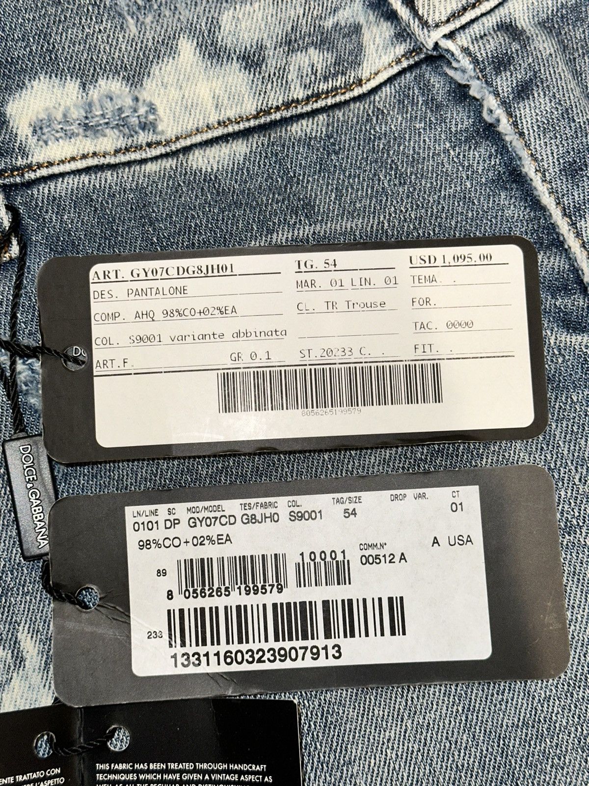 Dolce & Gabbana Dolce & Gabbana Dark Wash Distressed Slim Fit Blue Jeans Size US 44 / EU 60 - 8 Thumbnail