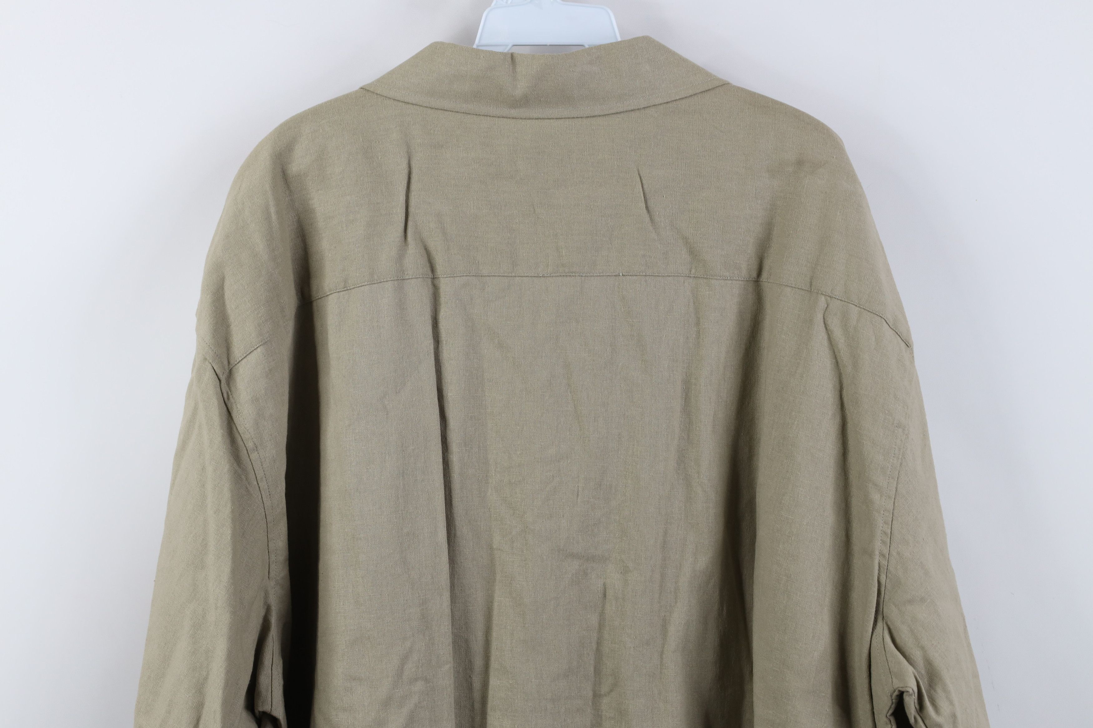 Vintage Deadstock Vintage 90s Y2K Linen Blend Button Shirt Sage Size US XXL / EU 58 / 5 - 11 Thumbnail