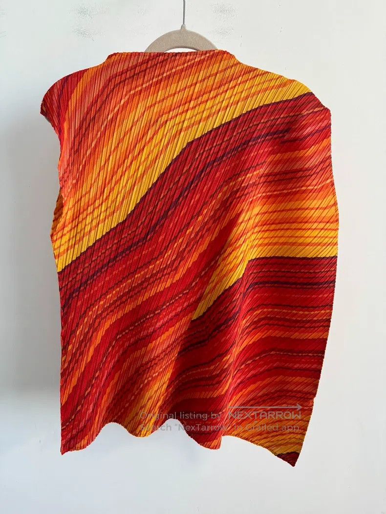 Issey Miyake Issey Miyake Orange Tank Top Size L / US 10 / IT 46 - 2 Thumbnail