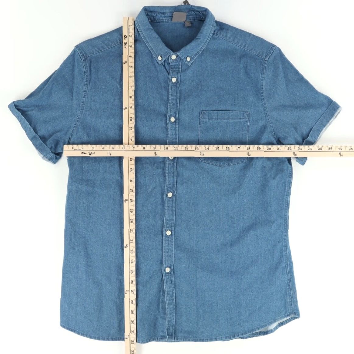 Asos Asos Shirt Blue Men's 2XL Denim Stretch Solid Button Down Shirt Adults Mens 2XL Blue Denim Shirt 2XL Slim Fit Button Down Shirt Size US XXL / EU 58 / 5 - 3 Thumbnail