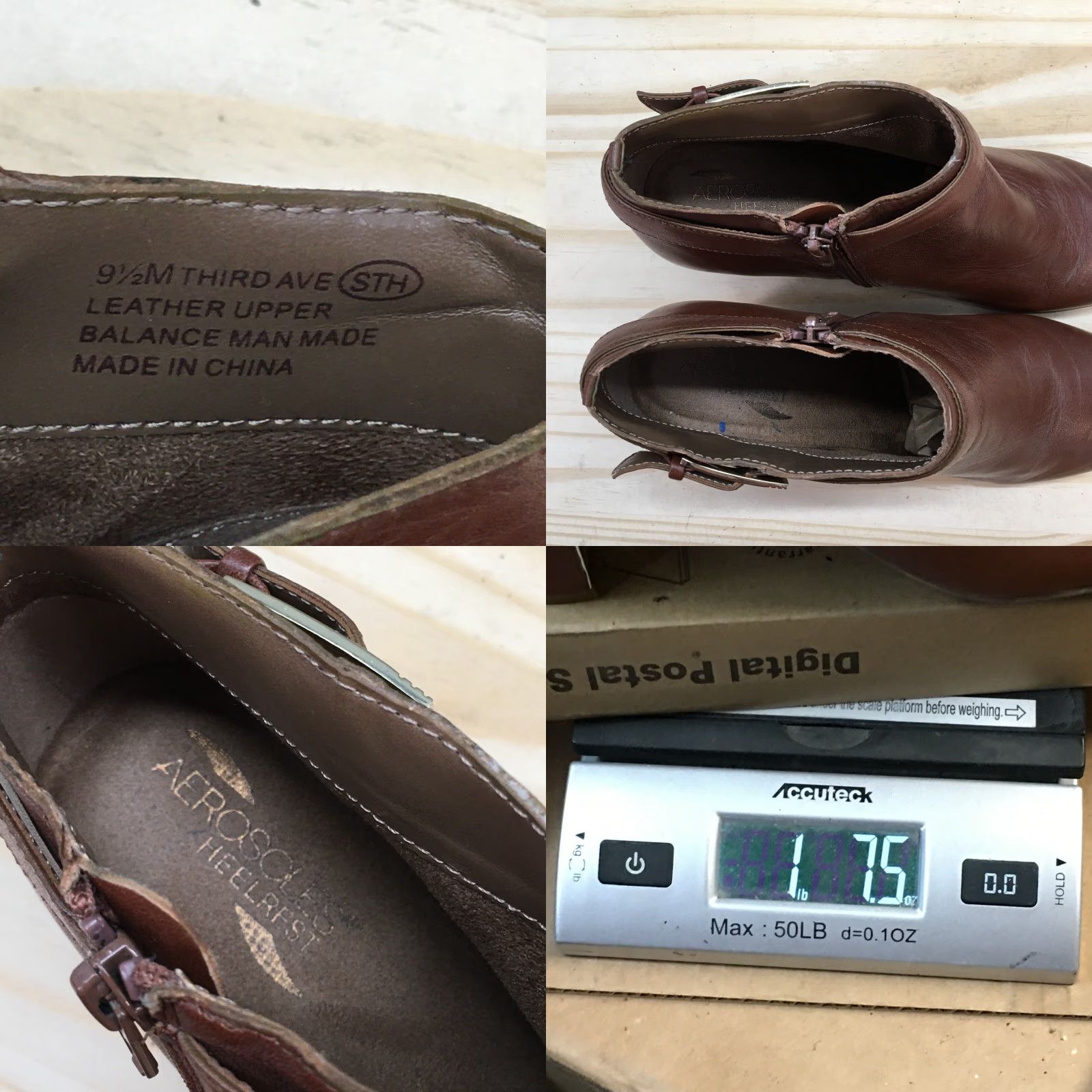 Vintage Aerosoles Boots Womens 9.5 M Third Ave Ankle Booties Heels Brown Leather Zip - Bootie, Shoes, Women's, Brown, Leather, Zip, 9.5M Size US 10 / IT 40 - 10 Thumbnail