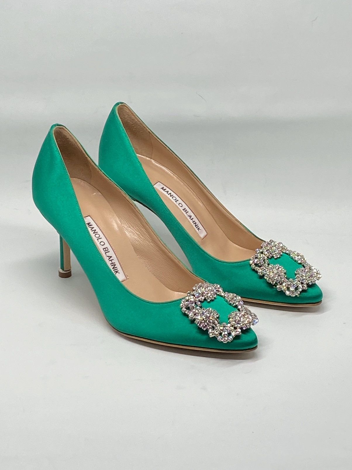 Manolo Blahnik Hangisi 70MM Embellished Satin Pumps size 36 - Main Image