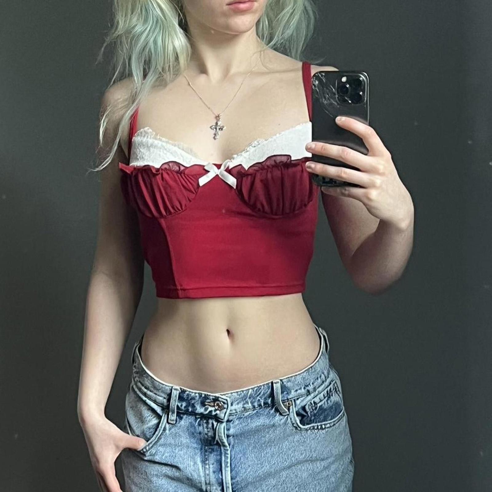 Shein Red lacey coquette going out tank top Size S / US 4 / IT 40 - 3 Thumbnail