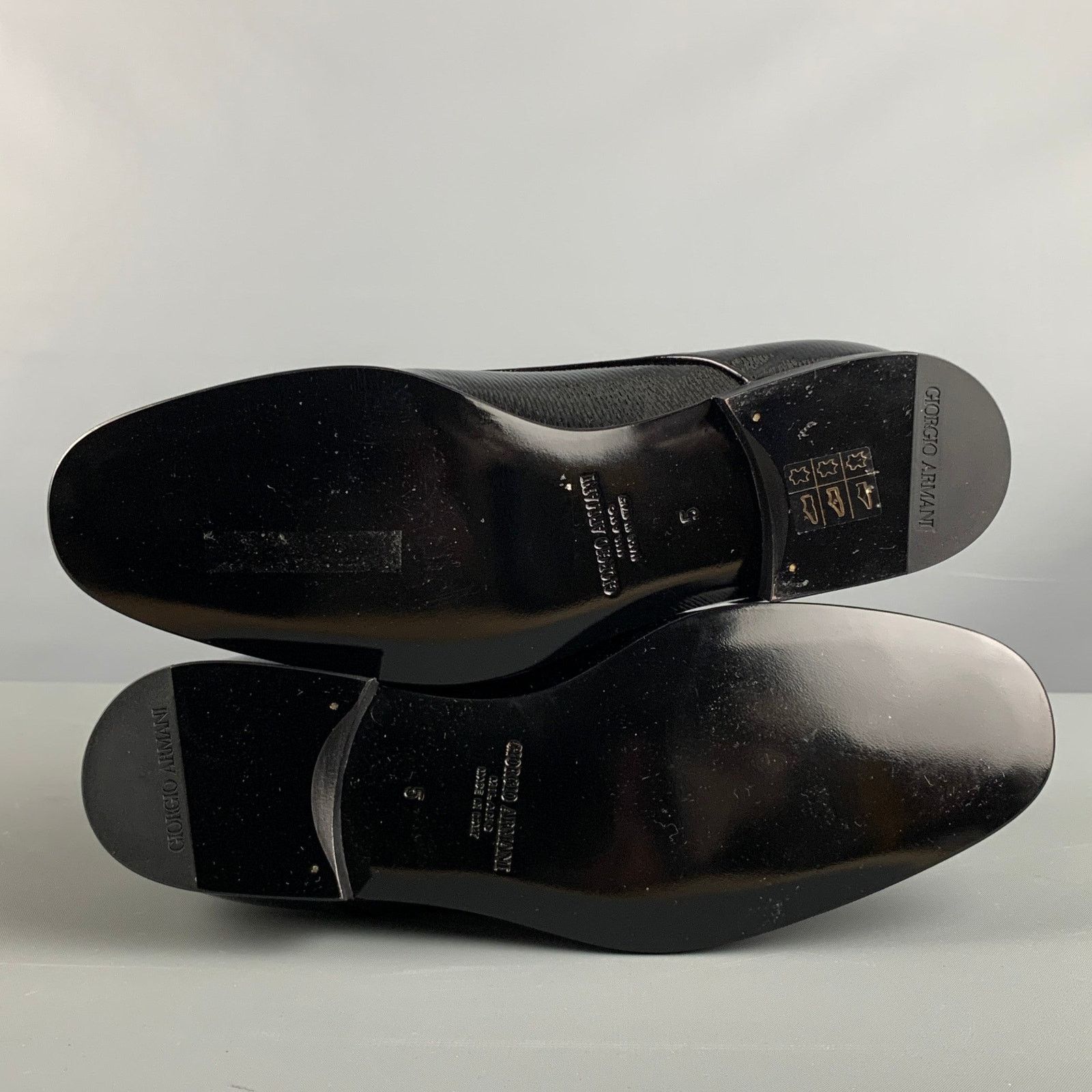 Giorgio Armani GIORGIO ARMANI Black Solid Leather Lace Up Lace Up Shoes Size US 6 / EU 39 - 6 Thumbnail