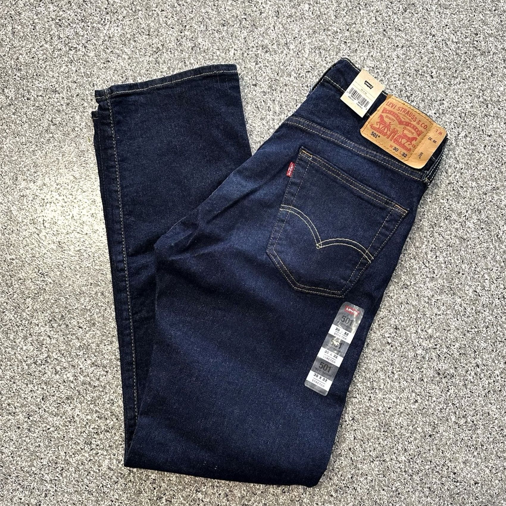 Levi's Levi's 501 Jeans Men 30x32 Straight Dark Wash Denim Stretch Size US 30 / EU 46 - 2 Thumbnail