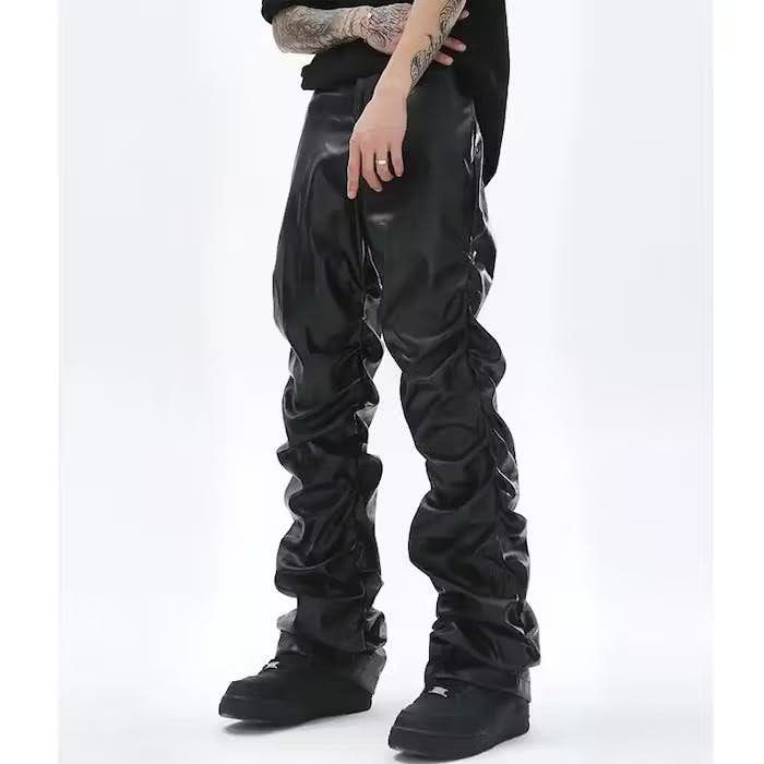Japanese Brand × Vintage Loose Ruched Casual Pu Leather Pants Size US 32 / EU 48 - 10 Thumbnail