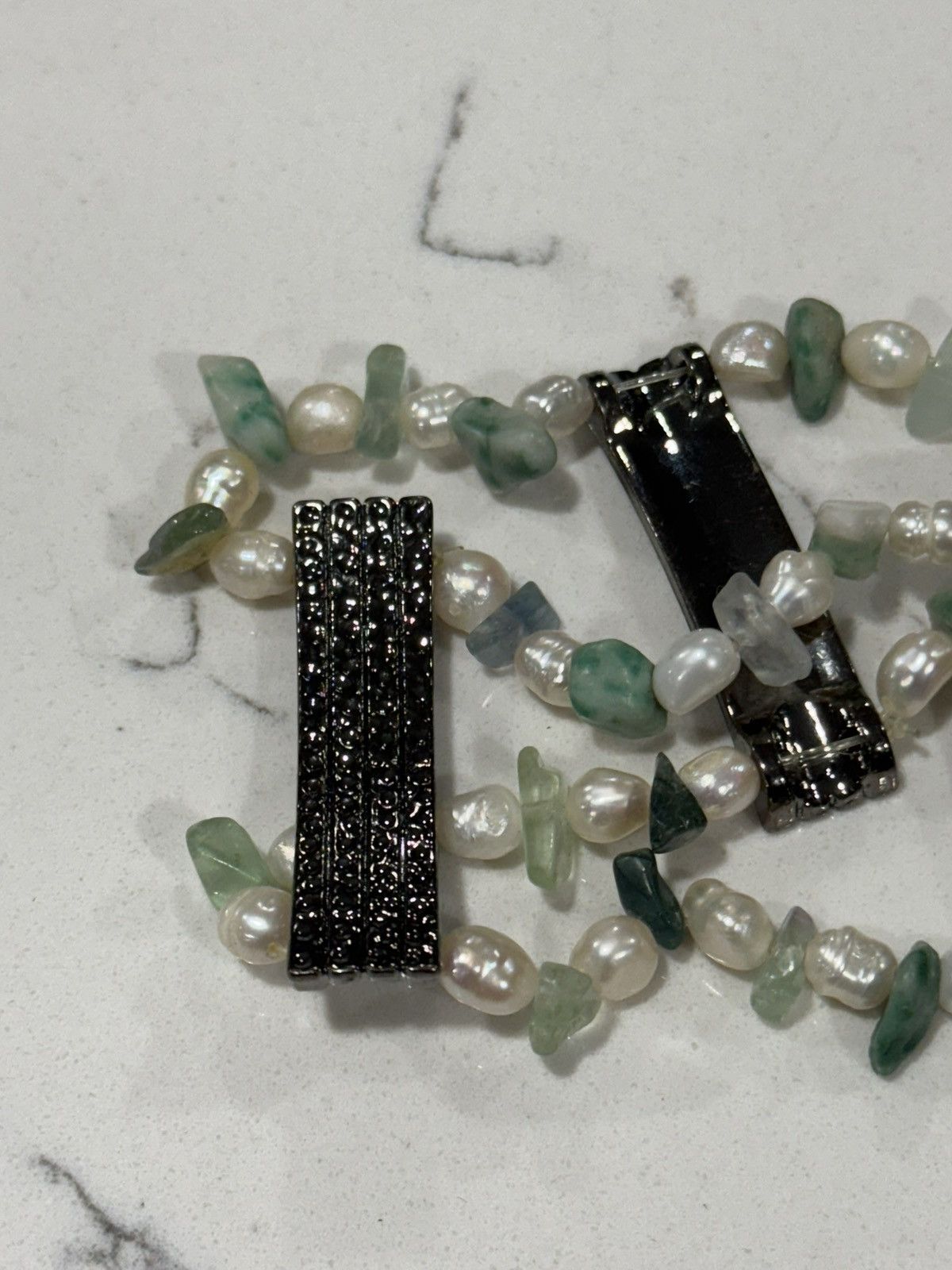 Jewelry Vintage Authentic Freshwater Pearl & Jade Double Bracelet Size ONE SIZE - 7 Thumbnail