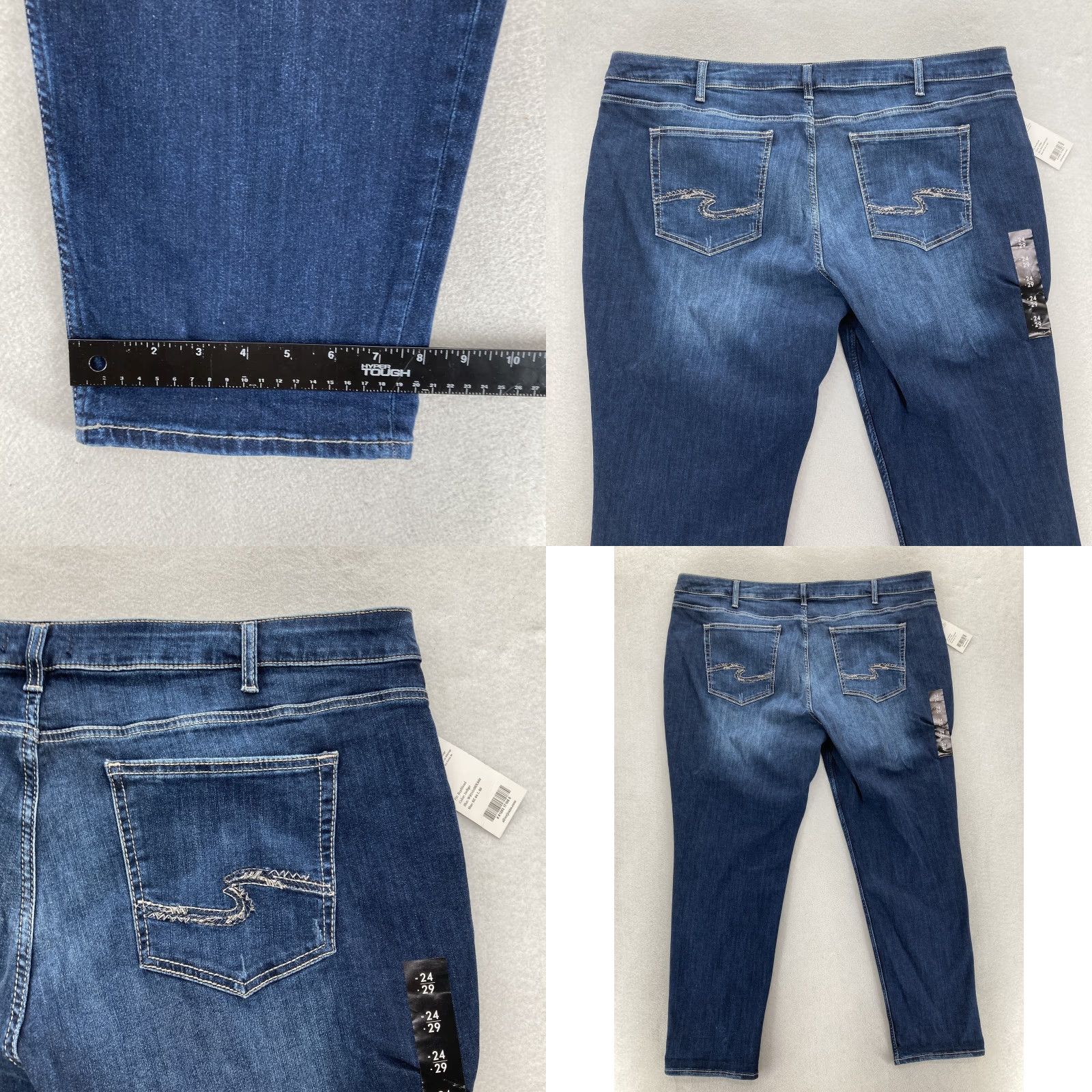Silver Jeans Co. Silver Jeans Womens Plus 24 Boyfriend Blue Indigo Stretch Denim Grunge Western Jeans Size 42" / US 20 - 9 Thumbnail