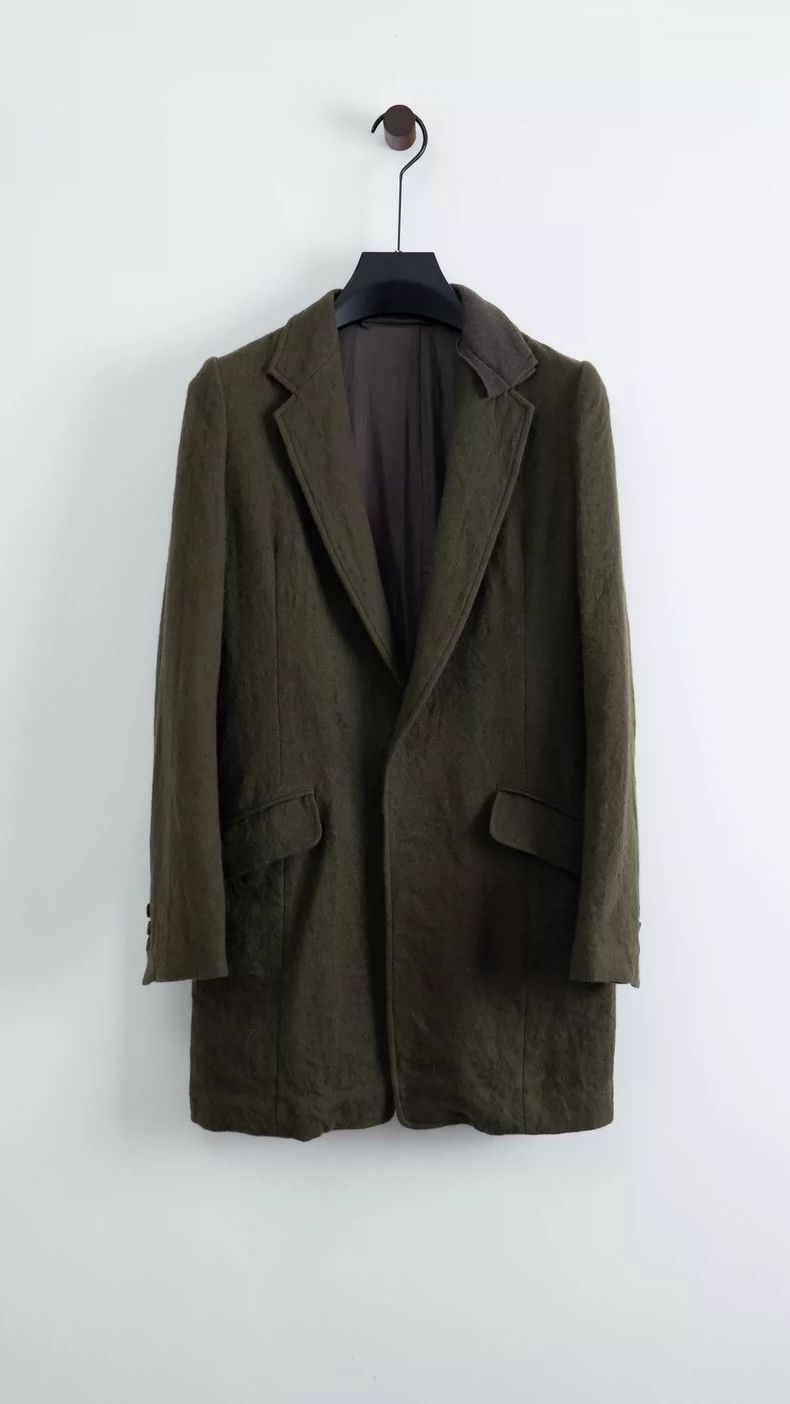 Yohji Yamamoto Yohji Yamamoto Moss-green concealed one-button felted wool Size US S / EU 44-46 / 1 - 1 Thumbnail