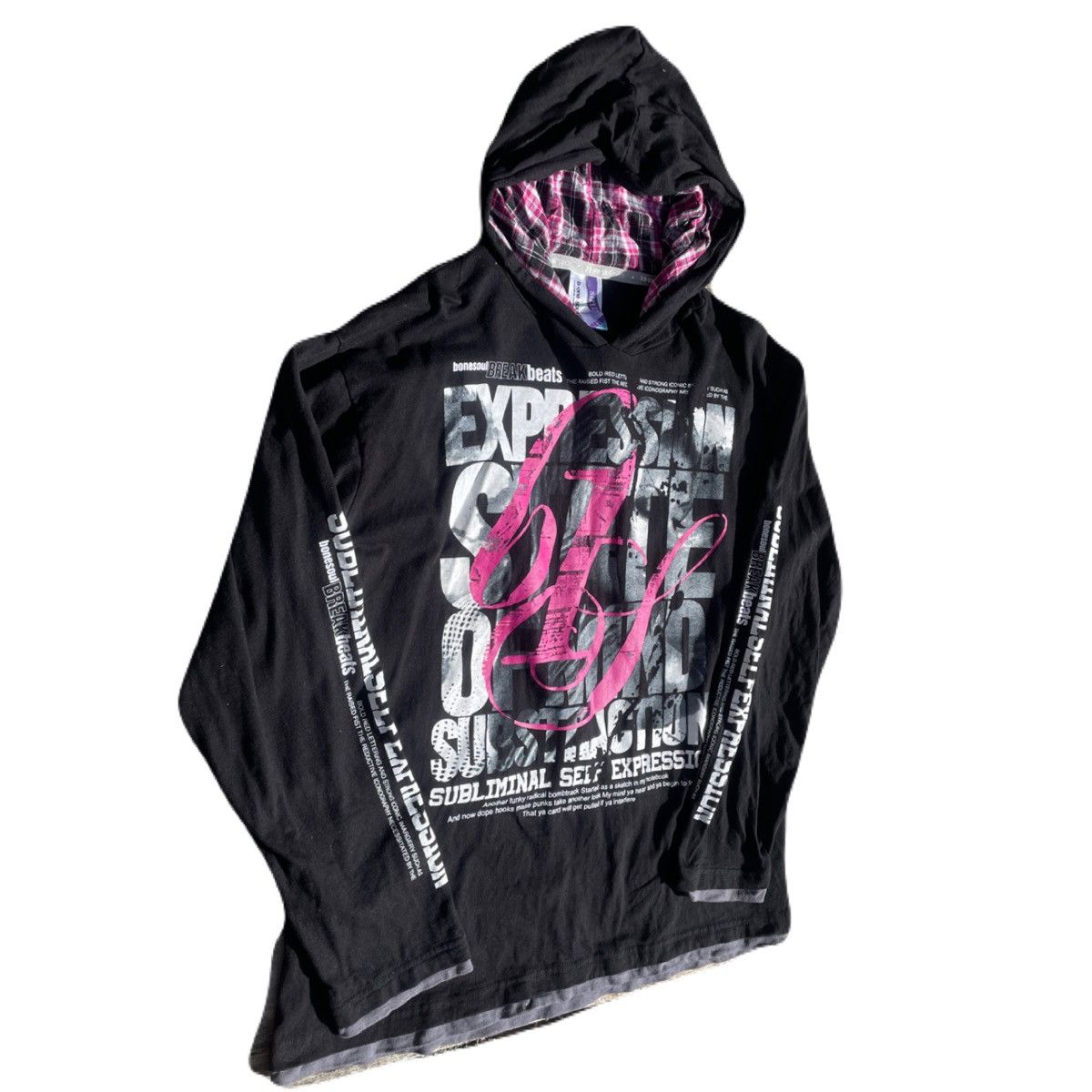 If Six Was Nine 2000s Japanese archive Vkei Layered Poem Lightwight Hoodie Size US M / EU 48-50 / 2 - 3 Thumbnail