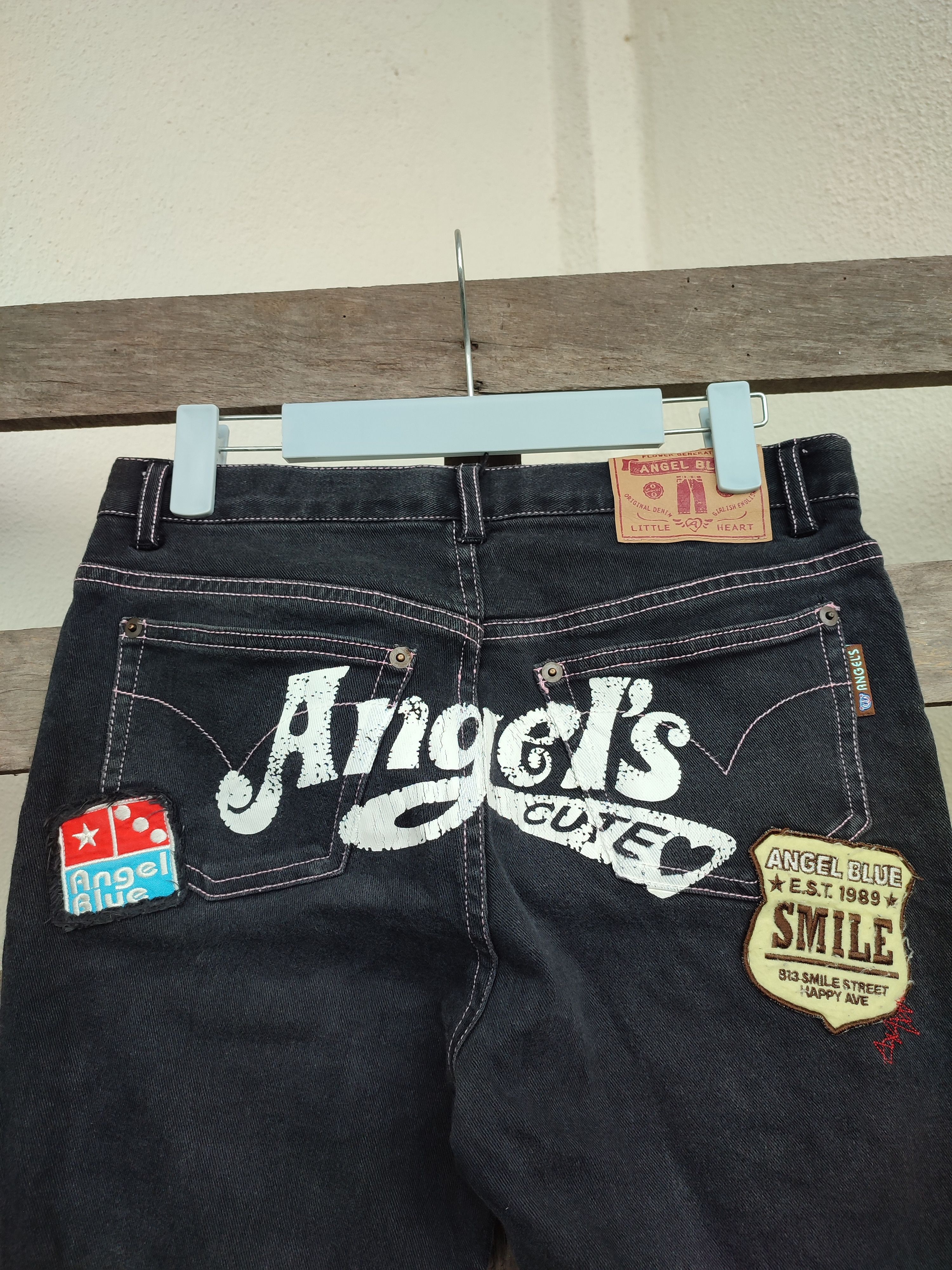 Angel Blue 💥Flare💥 Crazy Rare Angel Blue Patchwork Vintage Denim Size US 29 - 9 Thumbnail