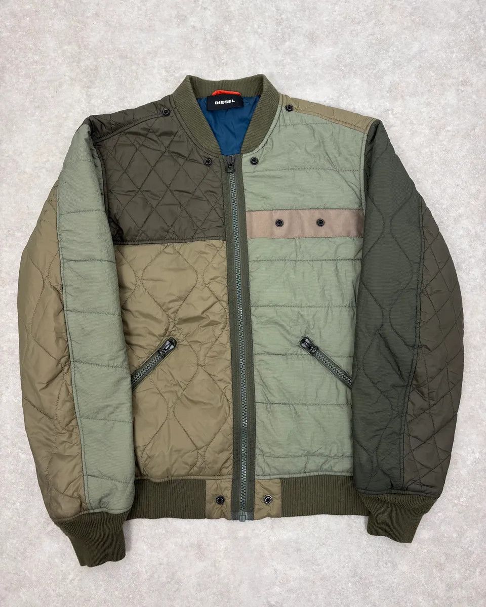 Diesel 2000s Diesel Khaki Deconstructed Puffer Bomber Jacket Size US M / EU 48-50 / 2 - 1 Thumbnail