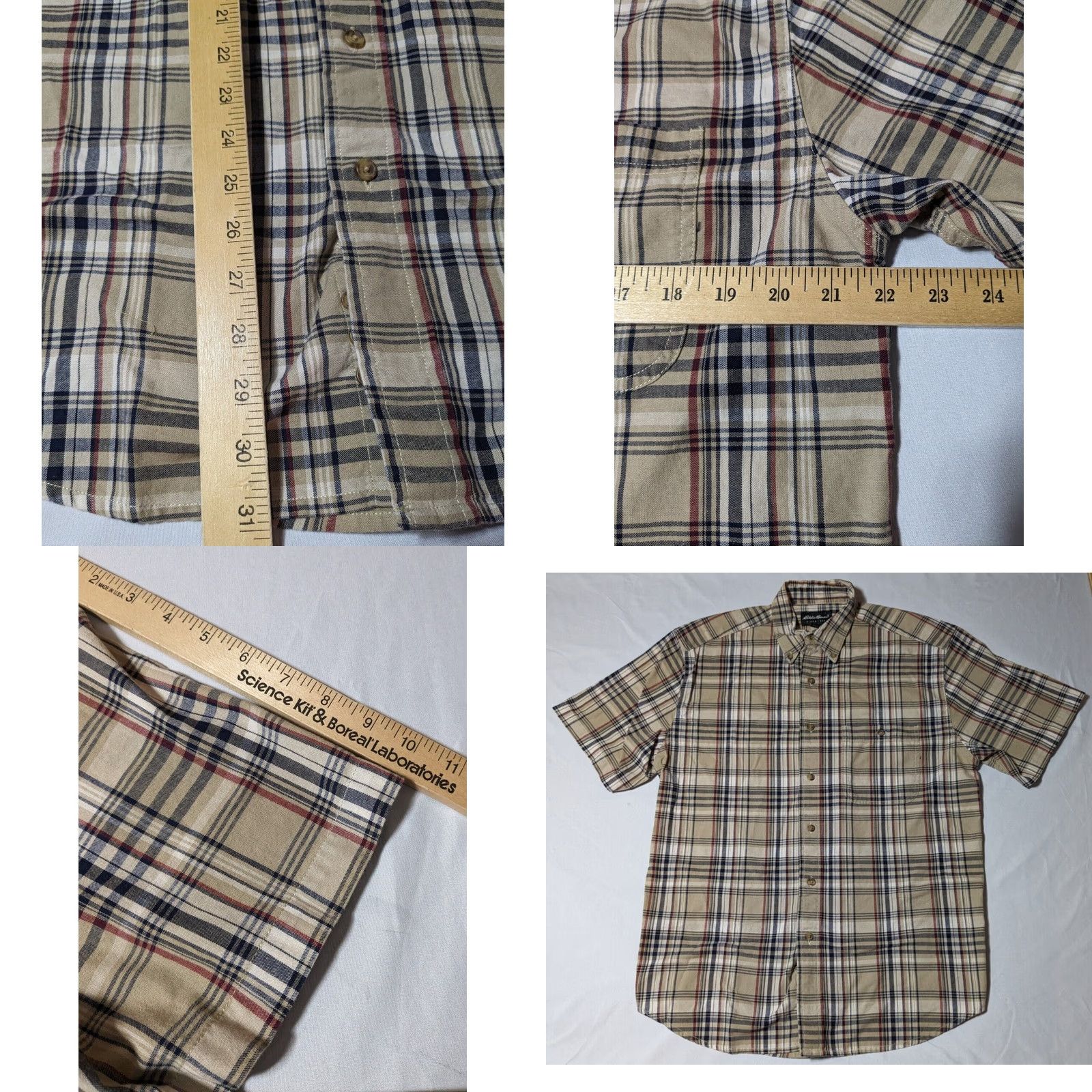 Eddie Bauer Eddie Bauer Button-Up Shirt Men Medium Khaki Brown Plaid 100% Cotton EUC Size US M / EU 48-50 / 2 - 8 Thumbnail