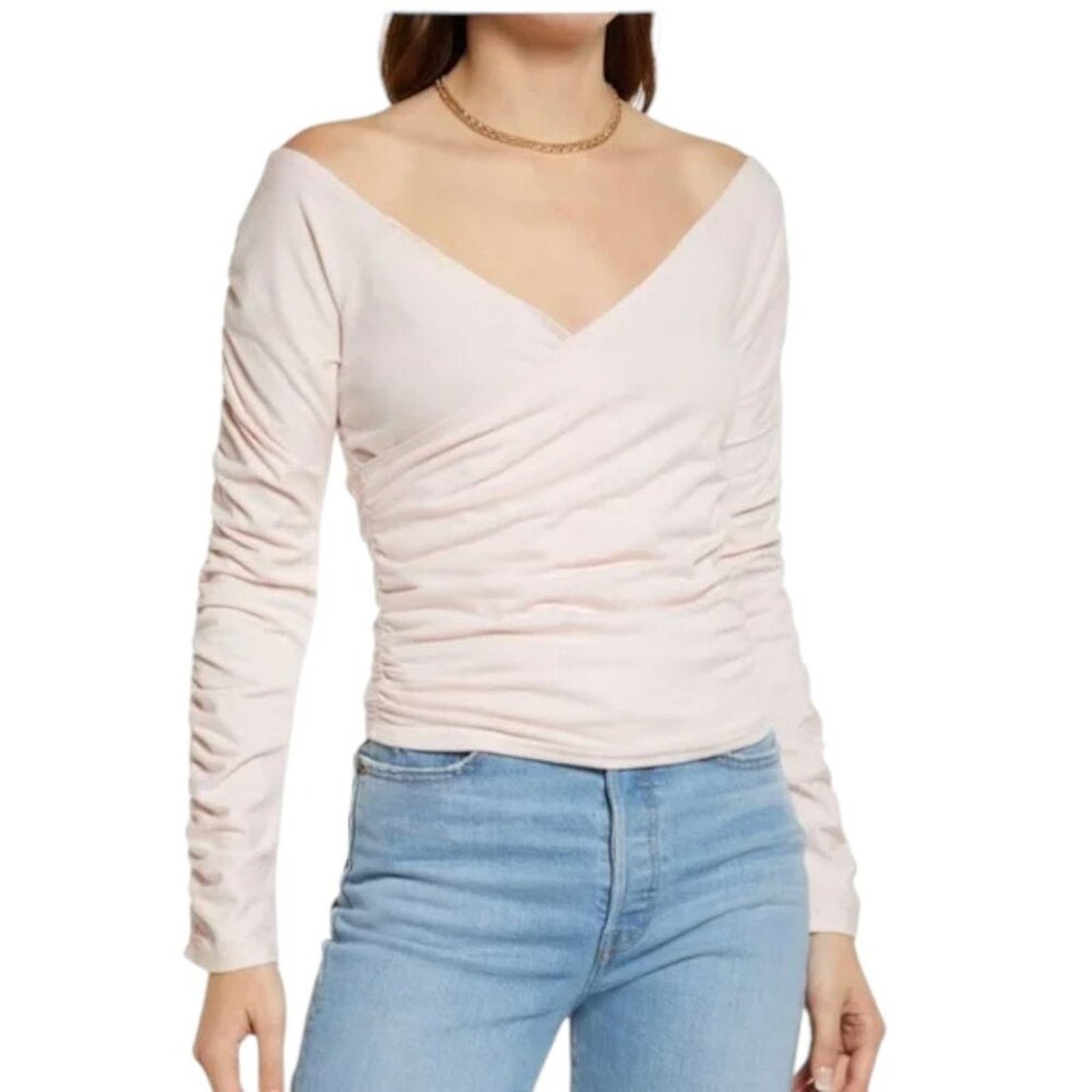 Other Open Edit Off Shoulder Ruched Top Pink Size Medium NWOT Size M / US 6-8 / IT 42-44 - 1 Thumbnail